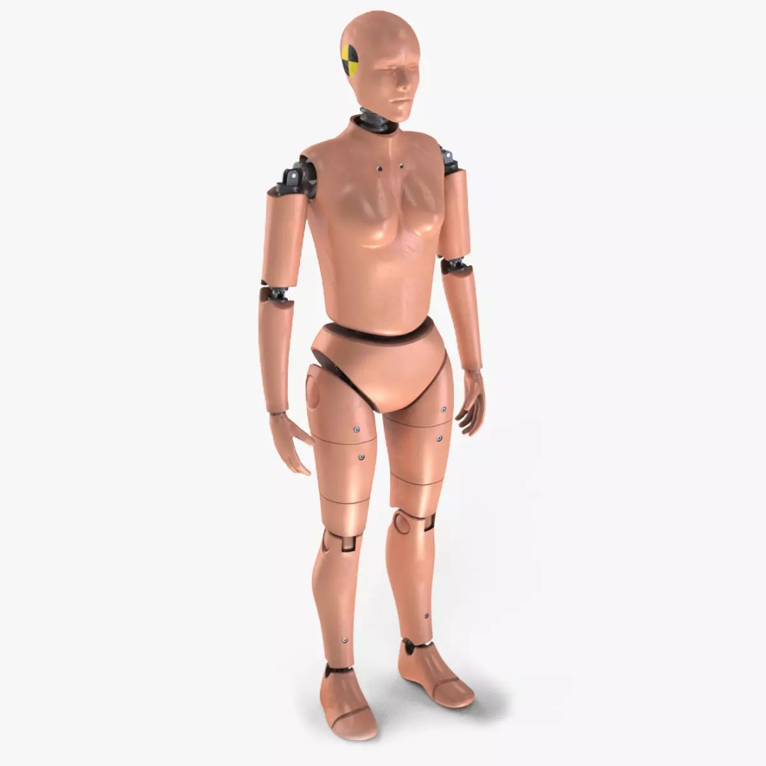 Female Crash Test Dummy 3D Model – Low Poly PBR Asset, FBX - View 2