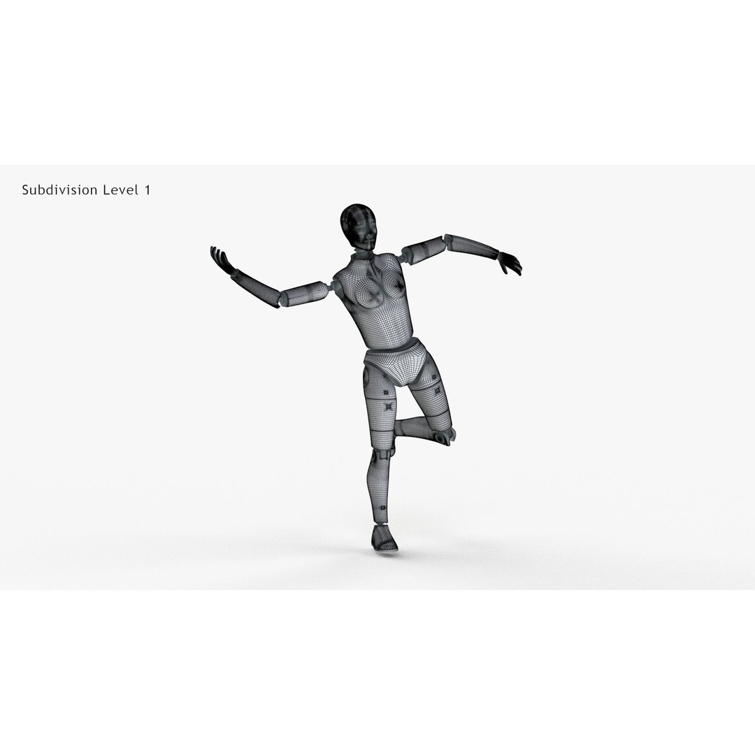 Female Crash Test Dummy 3D Model – Low Poly PBR Asset, FBX - View 21