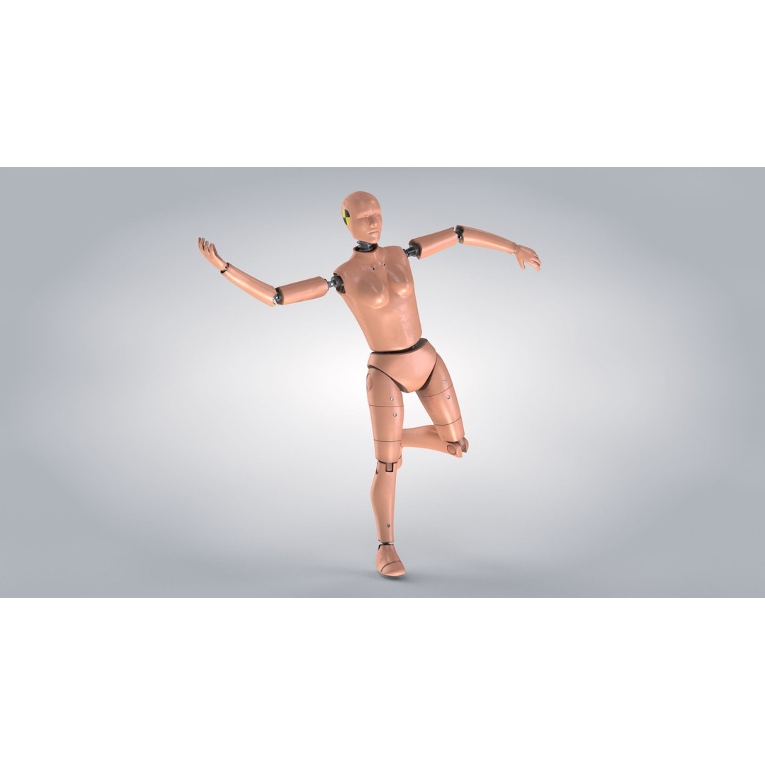 Female Crash Test Dummy 3D Model – Low Poly PBR Asset, FBX - View 4