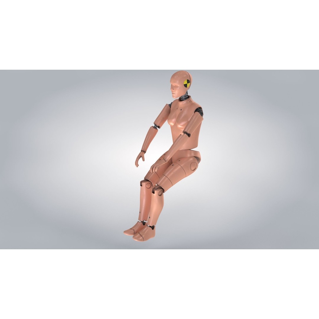 Female Crash Test Dummy 3D Model – Low Poly PBR Asset, FBX - View 7