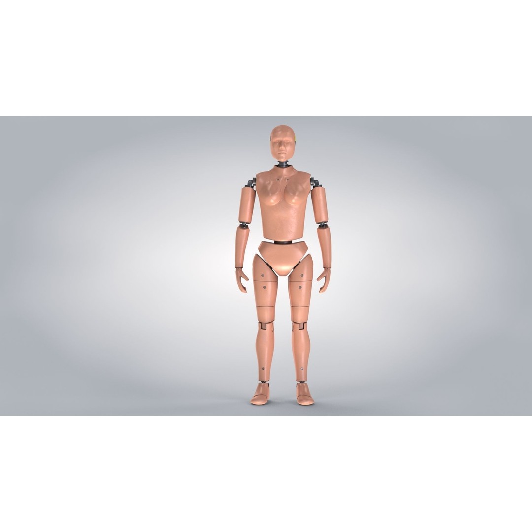 Female Crash Test Dummy 3D Model – Low Poly PBR Asset, FBX - View 9