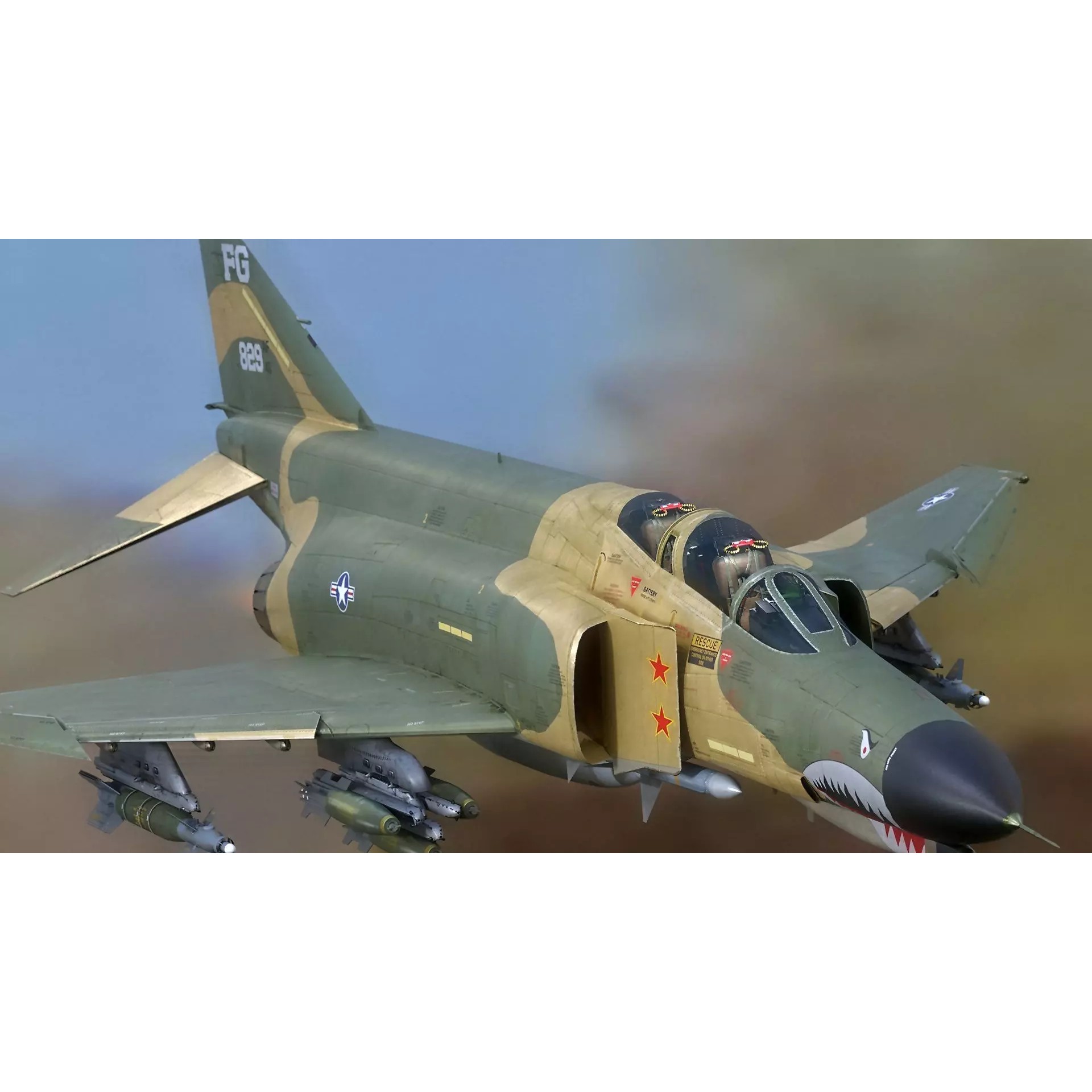 F4 Phantom 2 - Low-Poly Game-Ready 3D Model - View 10