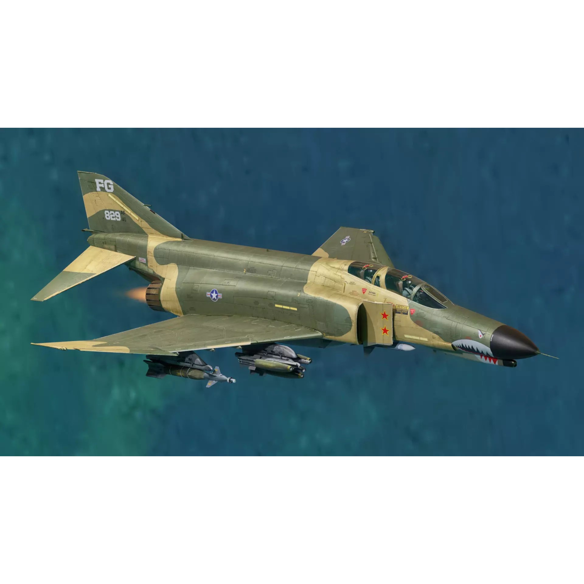 F4 Phantom 2 - Low-Poly Game-Ready 3D Model - View 11