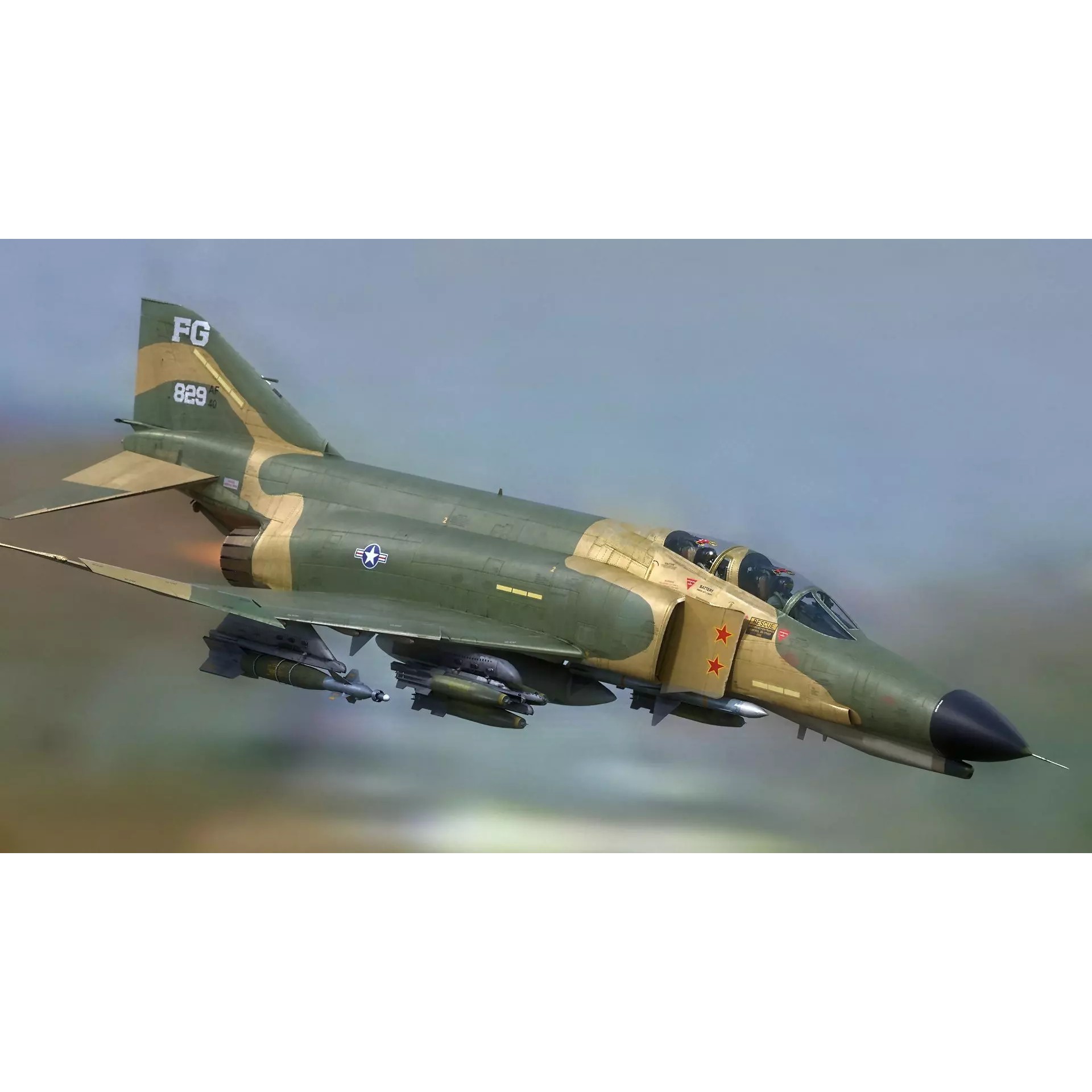 F4 Phantom 2 - Low-Poly Game-Ready 3D Model - View 12