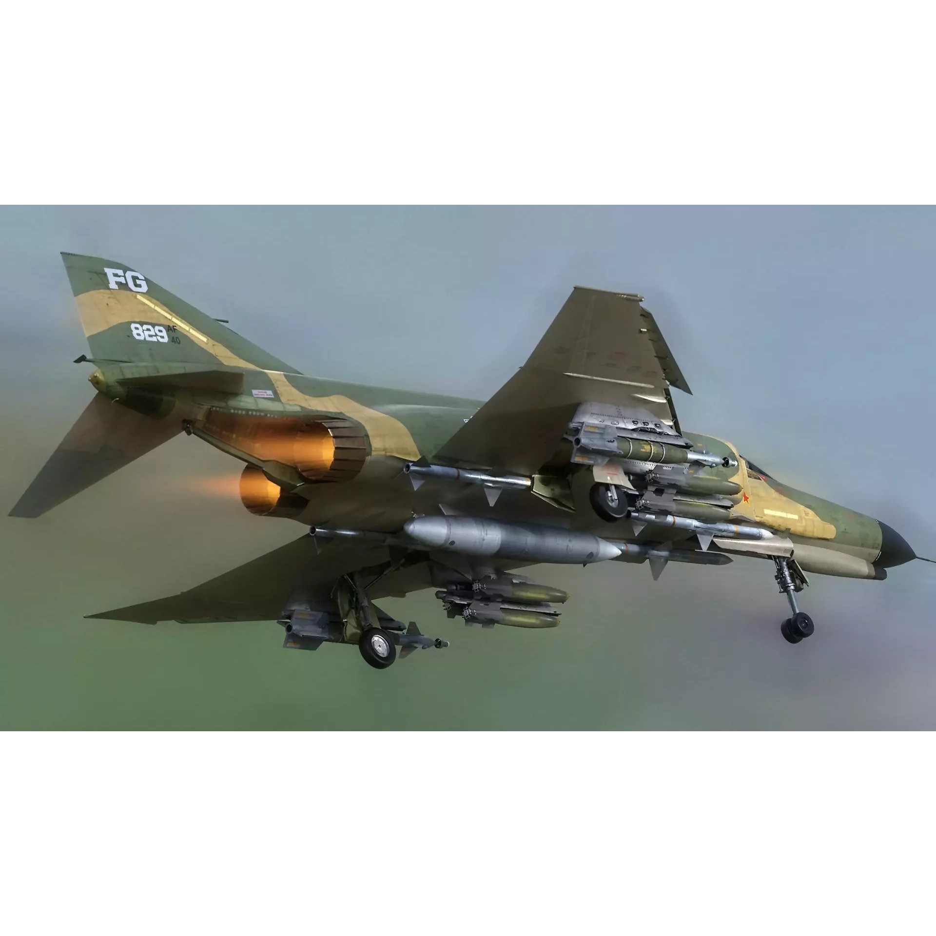 F4 Phantom 2 - Low-Poly Game-Ready 3D Model - View 13