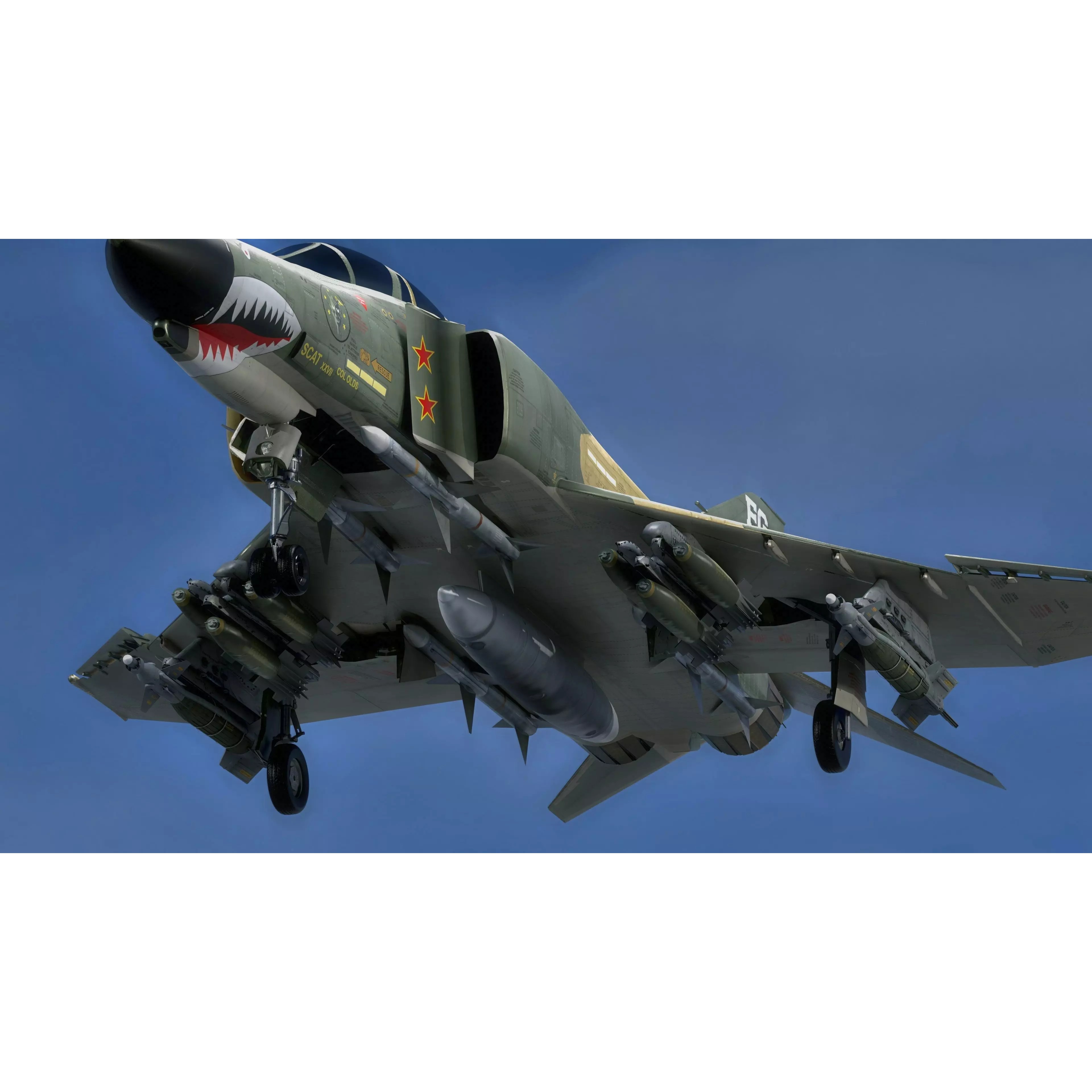 F4 Phantom 2 - Low-Poly Game-Ready 3D Model - View 15
