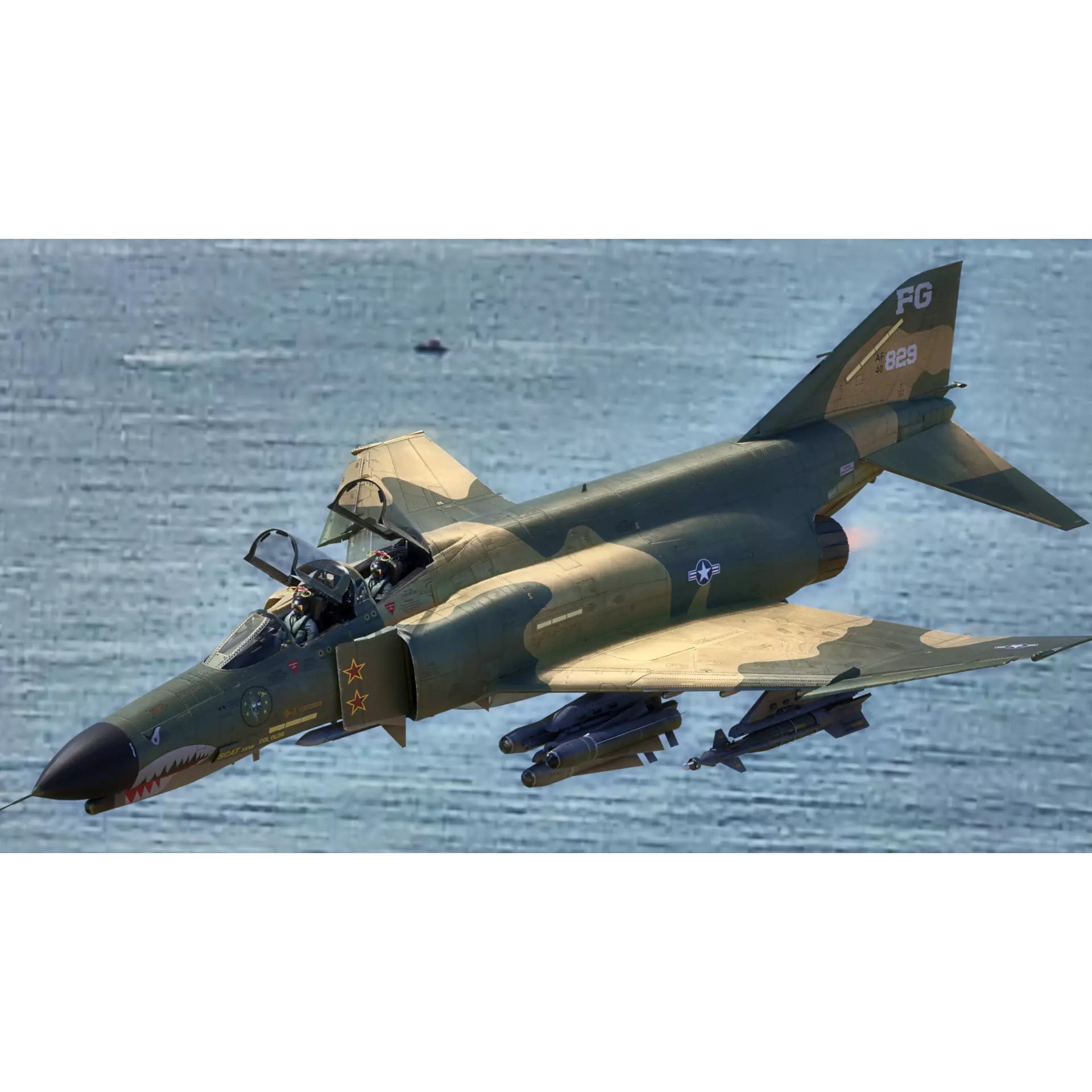F4 Phantom 2 - Low-Poly Game-Ready 3D Model - View 17