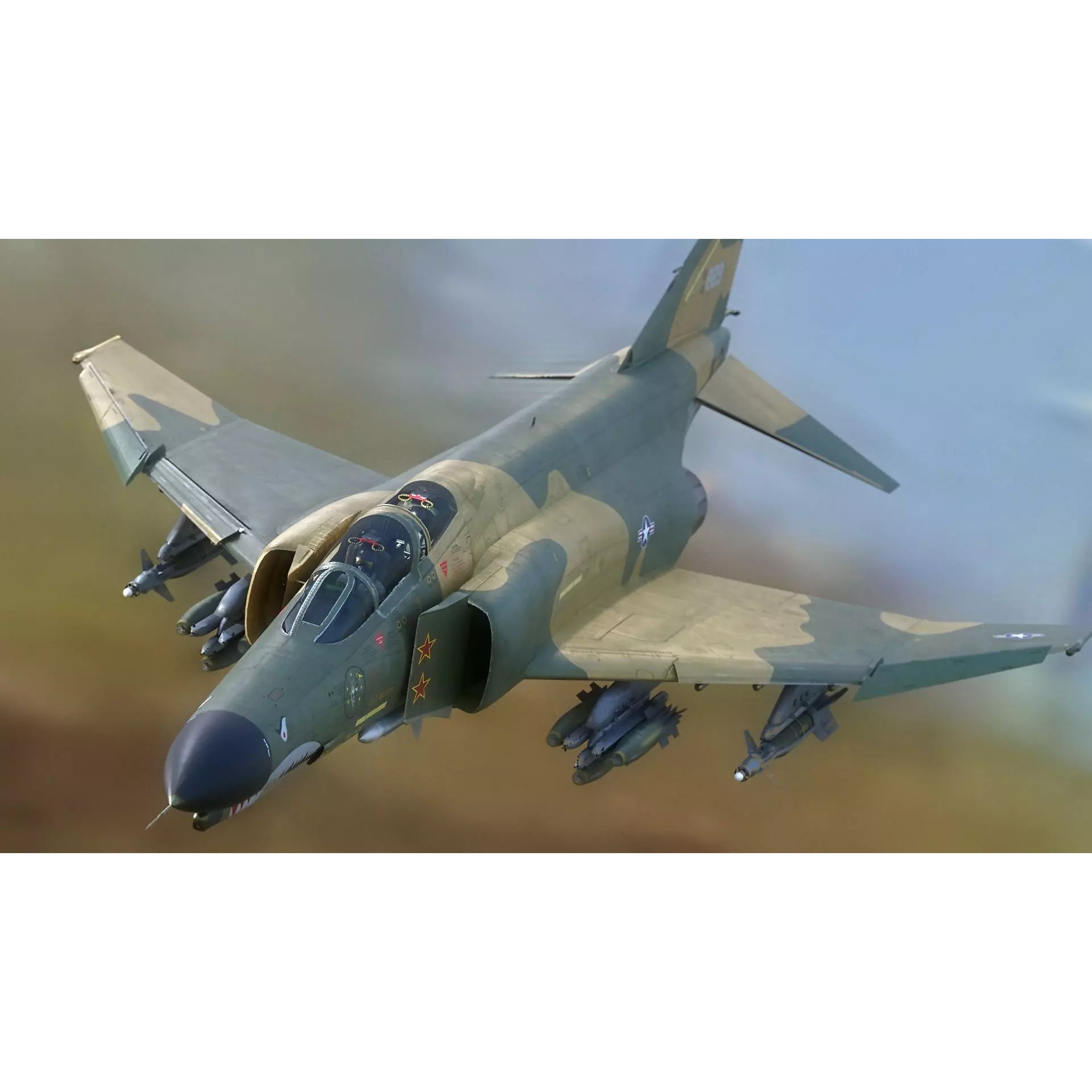 F4 Phantom 2 - Low-Poly Game-Ready 3D Model - View 3