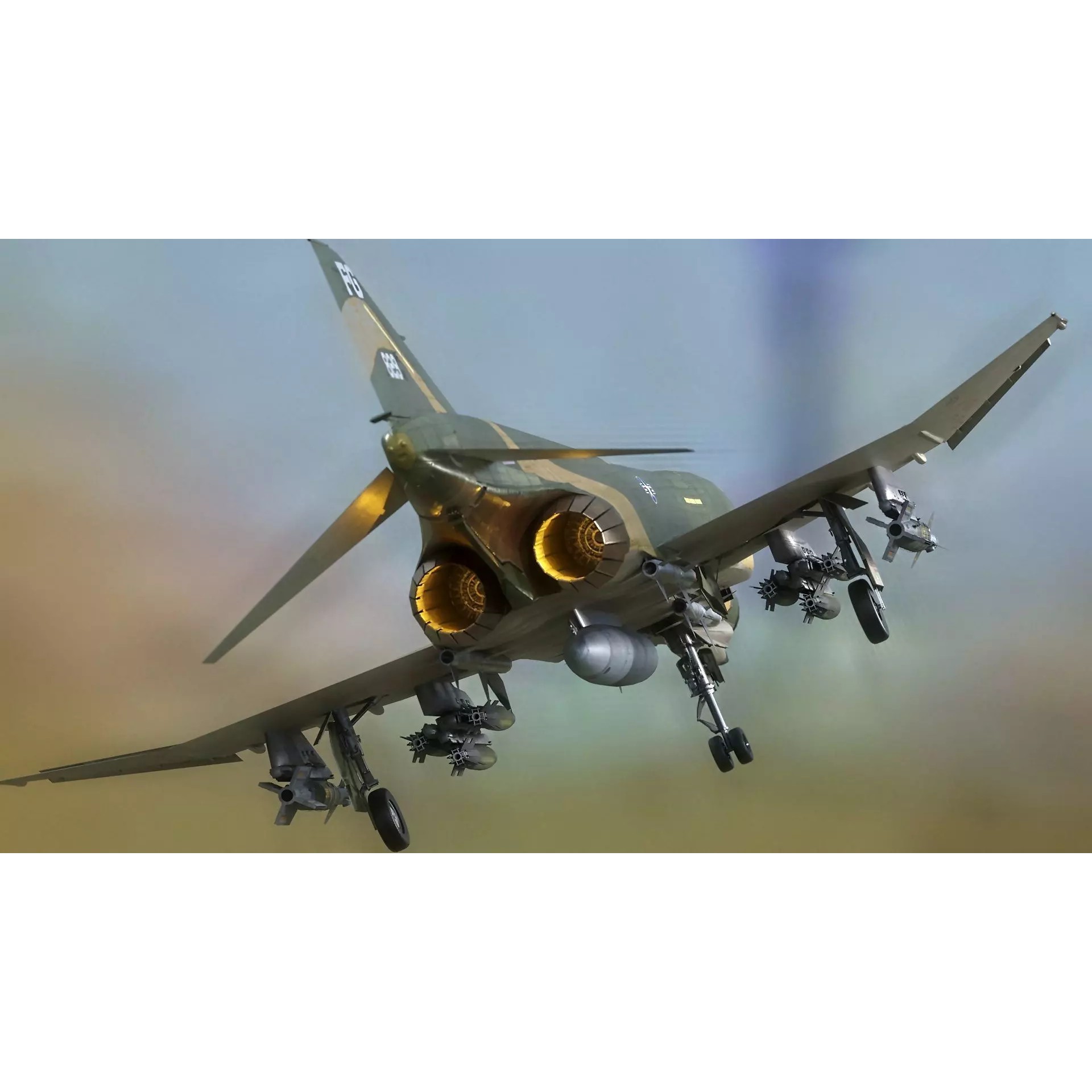 F4 Phantom 2 - Low-Poly Game-Ready 3D Model - View 4