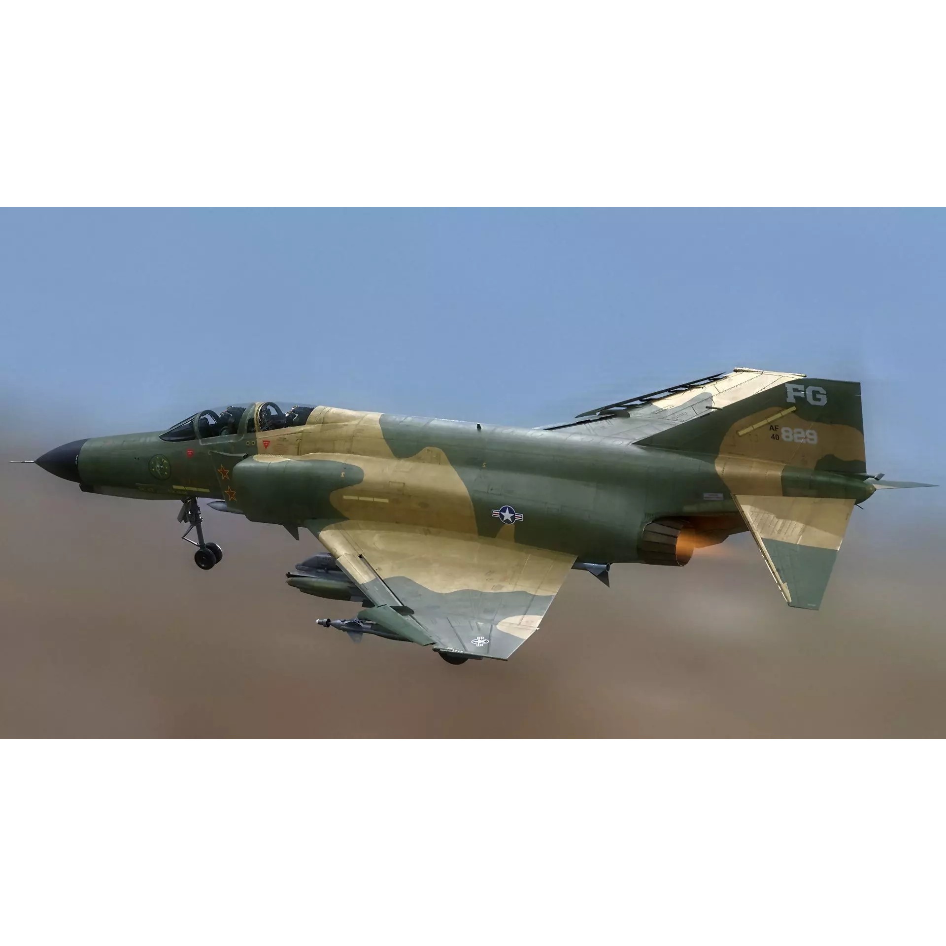 F4 Phantom 2 - Low-Poly Game-Ready 3D Model - View 6