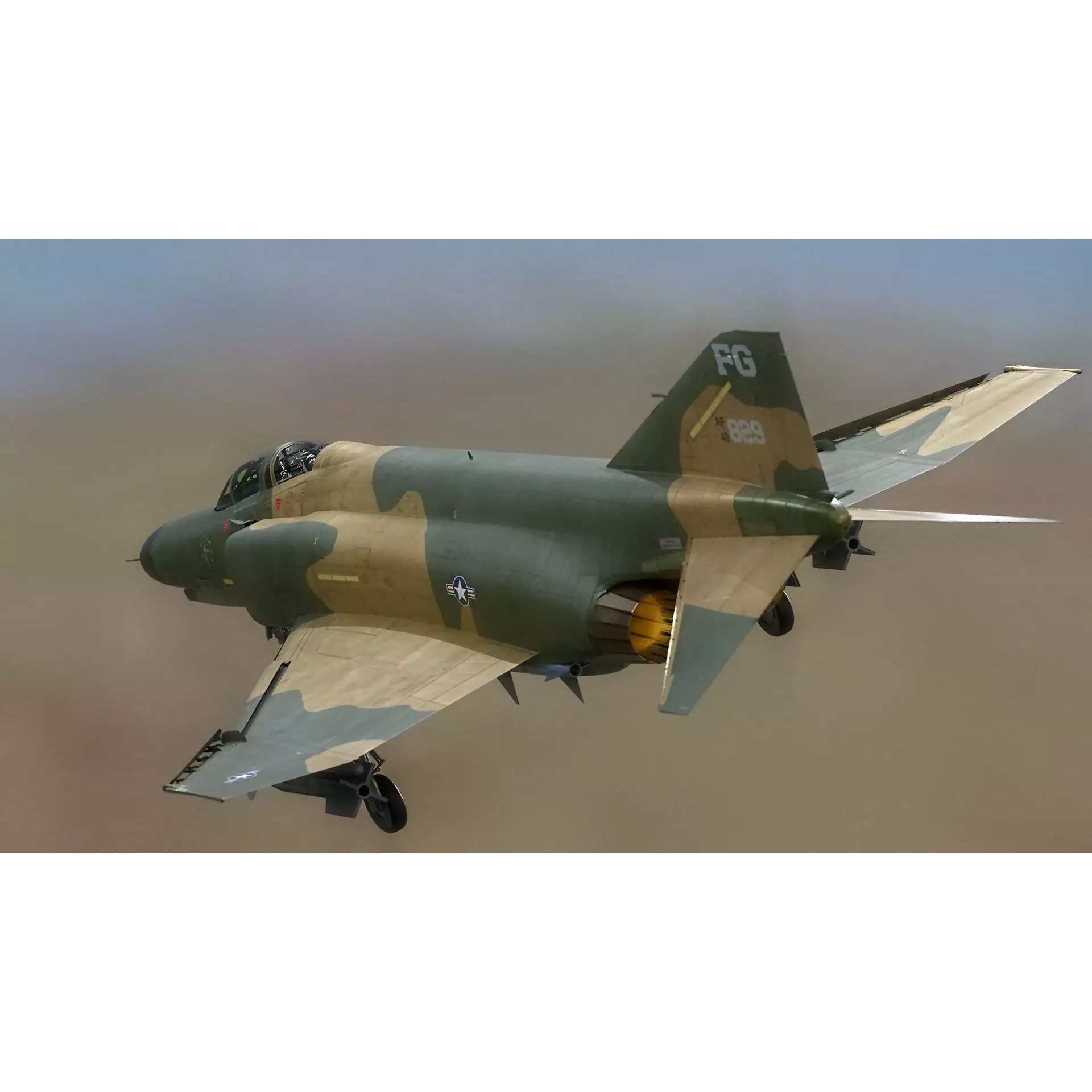 F4 Phantom 2 - Low-Poly Game-Ready 3D Model - View 7