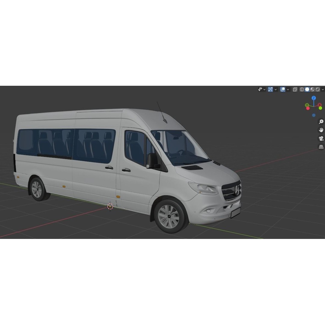 Mercedes-Benz Sprinter L3H2 3D Model – Detailed Minivan Asset, FBX, OBJ