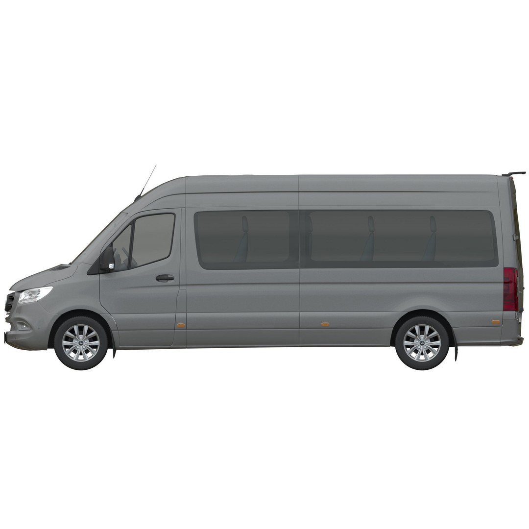 Mercedes-Benz Sprinter L3H2 3D Model – Detailed Minivan Asset, FBX, OBJ - View 12