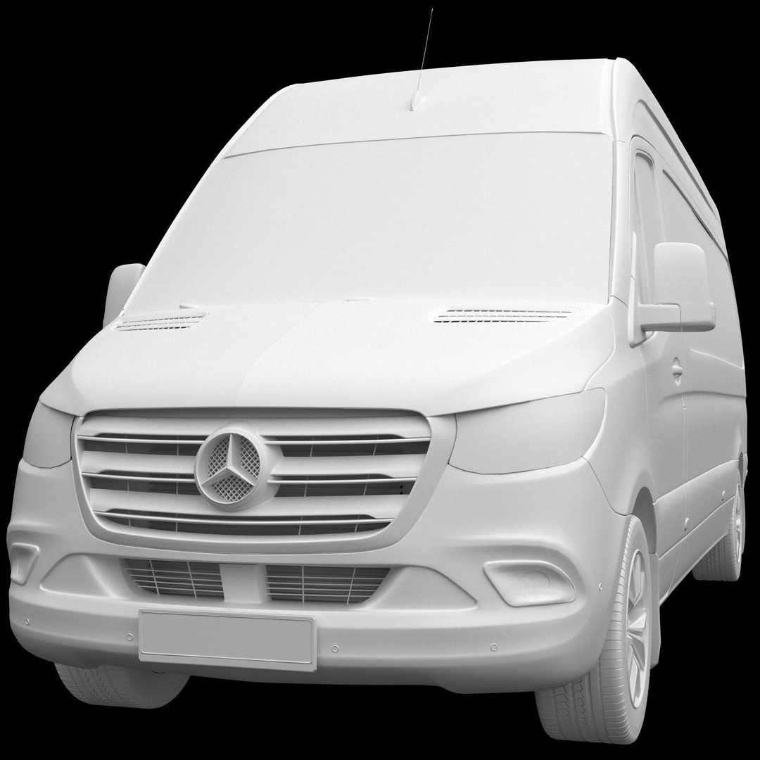 Mercedes-Benz Sprinter L3H2 3D Model – Detailed Minivan Asset, FBX, OBJ - View 14