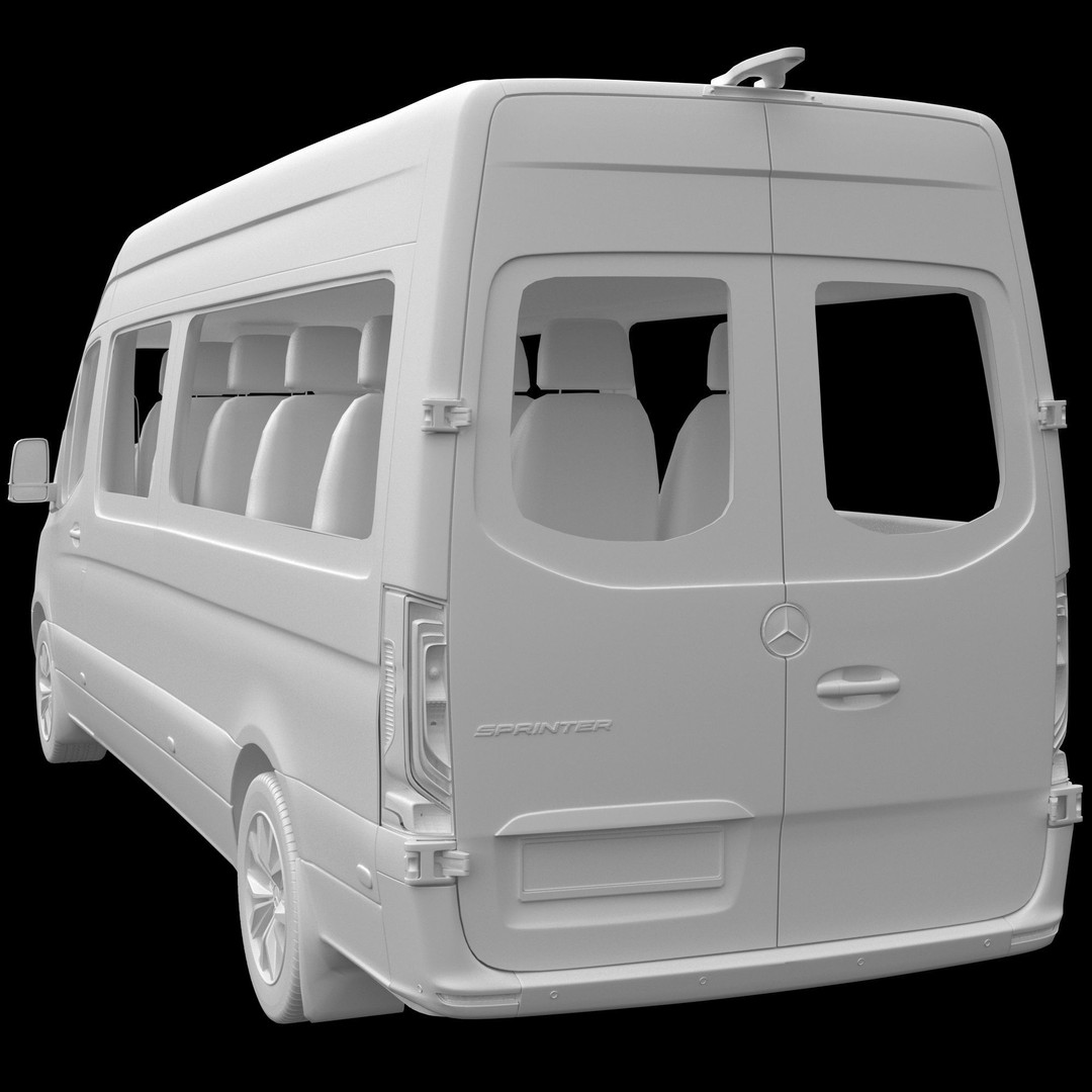 Mercedes-Benz Sprinter L3H2 3D Model – Detailed Minivan Asset, FBX, OBJ - View 15