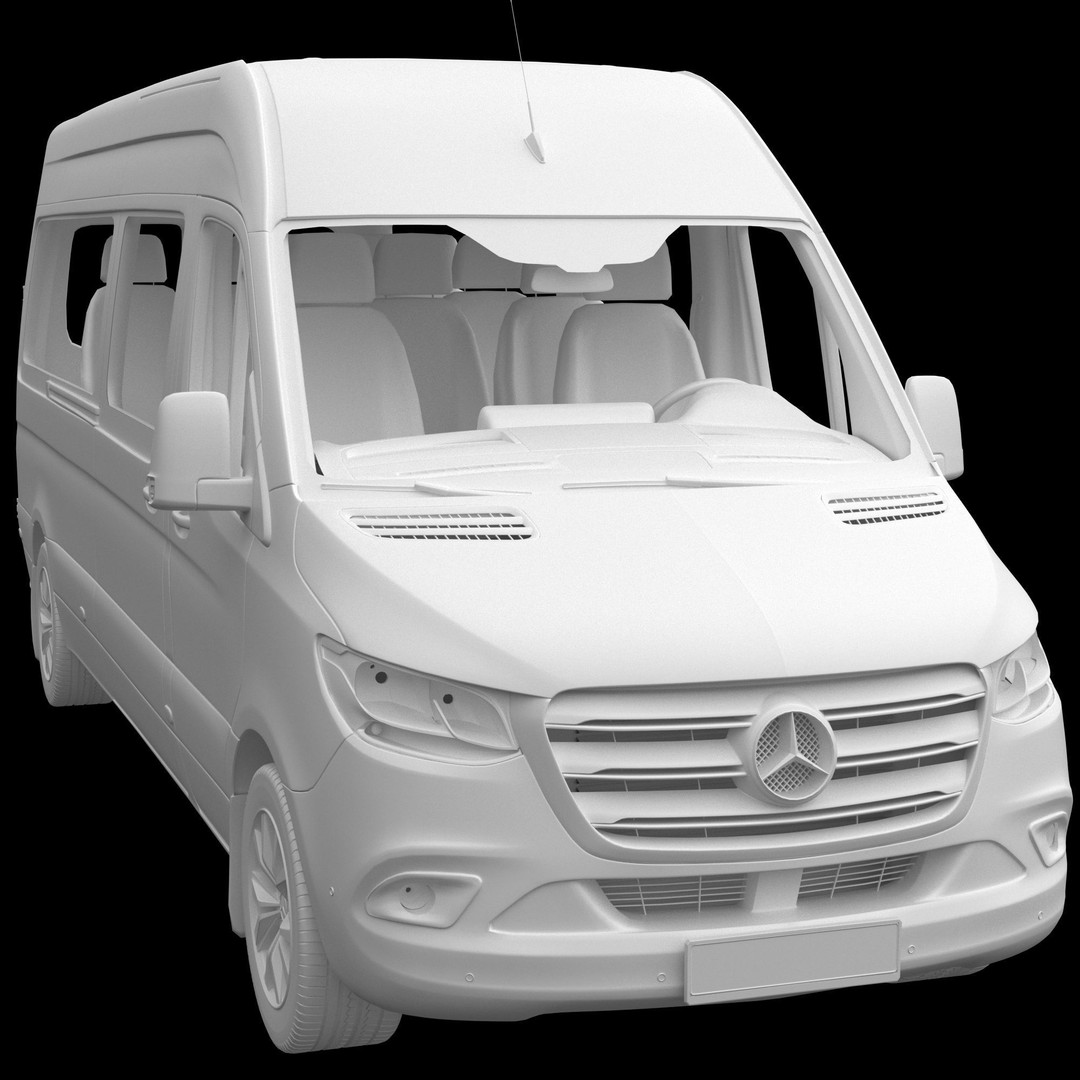 Mercedes-Benz Sprinter L3H2 3D Model – Detailed Minivan Asset, FBX, OBJ - View 16