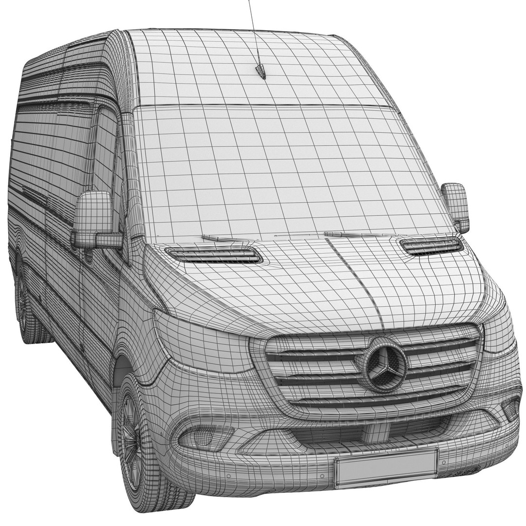 Mercedes-Benz Sprinter L3H2 3D Model – Detailed Minivan Asset, FBX, OBJ - View 17