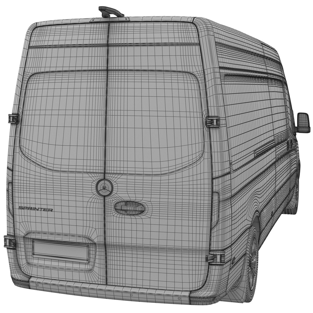 Mercedes-Benz Sprinter L3H2 3D Model – Detailed Minivan Asset, FBX, OBJ - View 18
