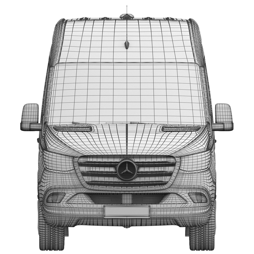 Mercedes-Benz Sprinter L3H2 3D Model – Detailed Minivan Asset, FBX, OBJ - View 19