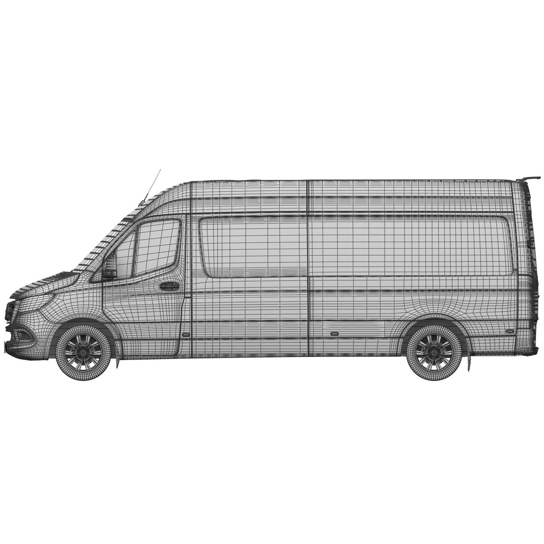 Mercedes-Benz Sprinter L3H2 3D Model – Detailed Minivan Asset, FBX, OBJ - View 22