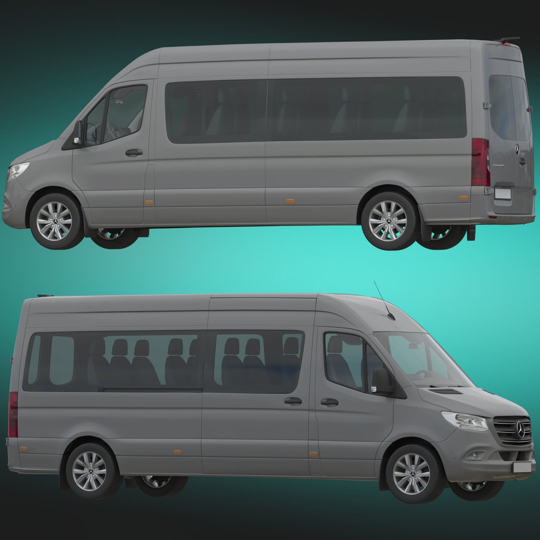 Mercedes-Benz Sprinter L3H2 3D Model – Detailed Minivan Asset, FBX, OBJ - View 24