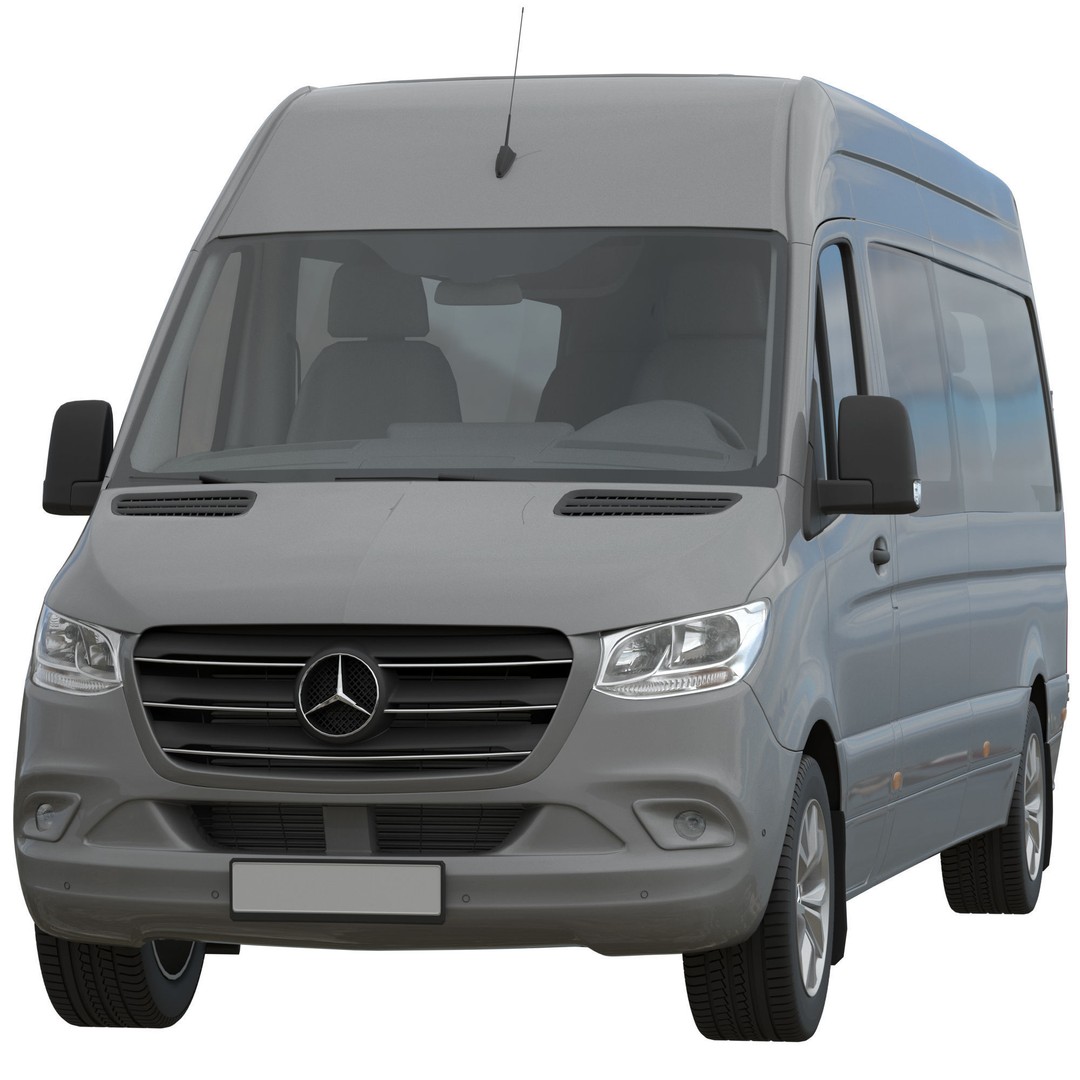 Mercedes-Benz Sprinter L3H2 3D Model – Detailed Minivan Asset, FBX, OBJ - View 3