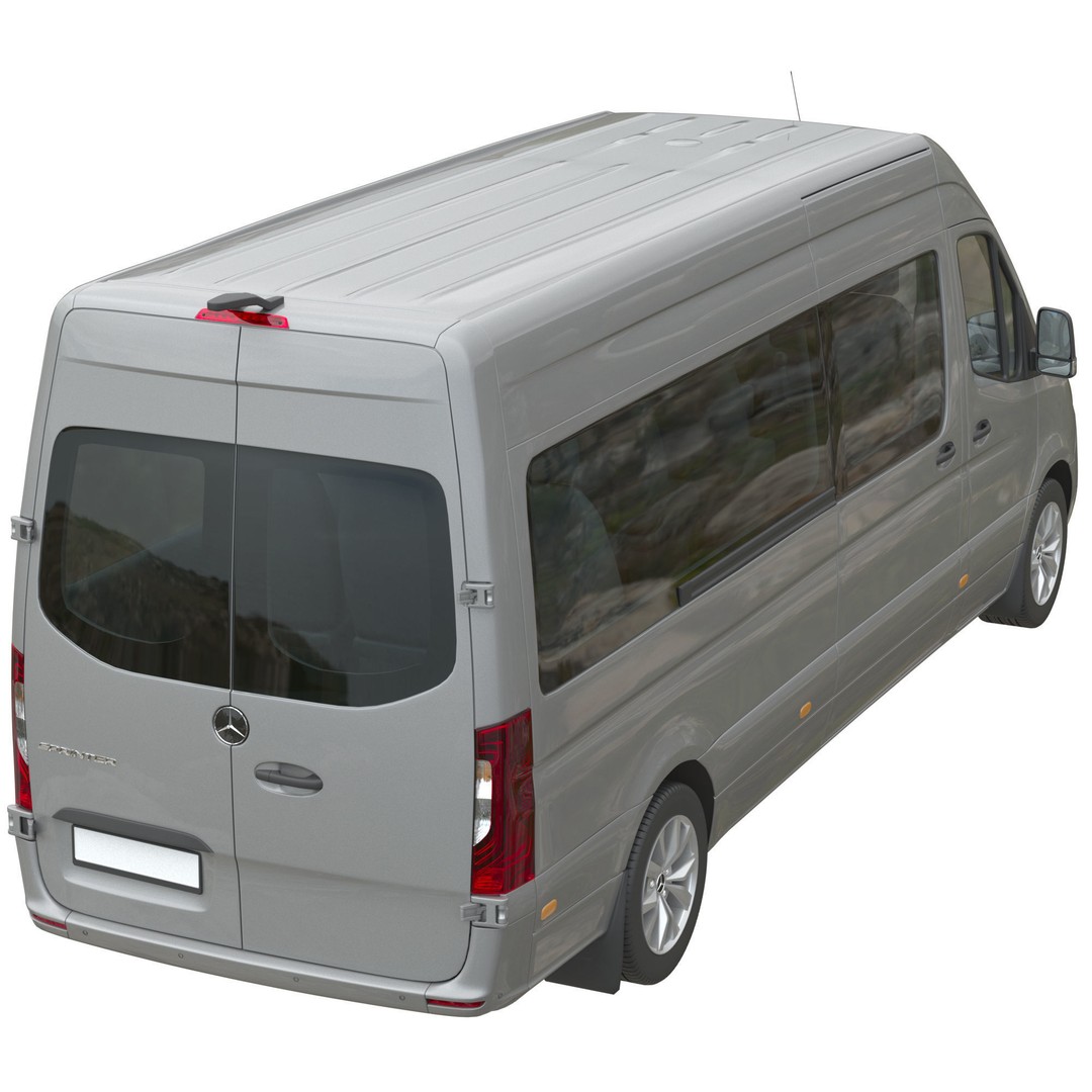 Mercedes-Benz Sprinter L3H2 3D Model – Detailed Minivan Asset, FBX, OBJ - View 6