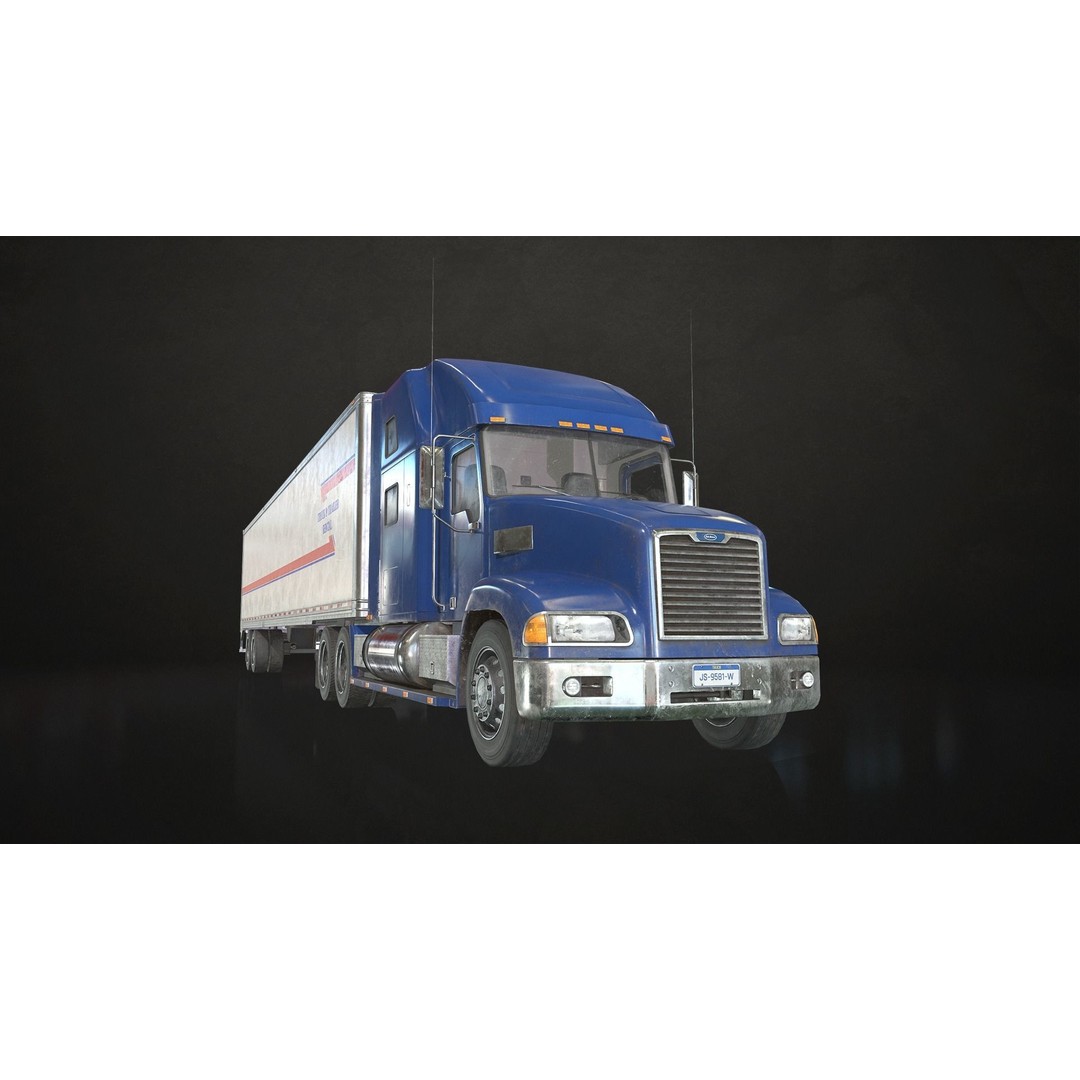 Semi Truck 3D Model – Low Poly Game Ready Collection, FBX - View 10
