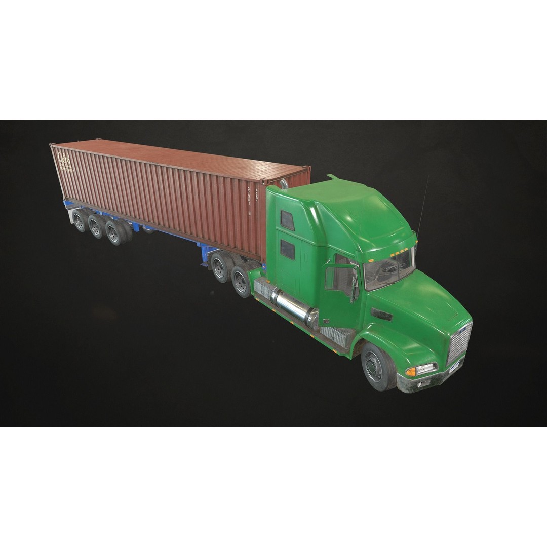 Semi Truck 3D Model – Low Poly Game Ready Collection, FBX - View 12