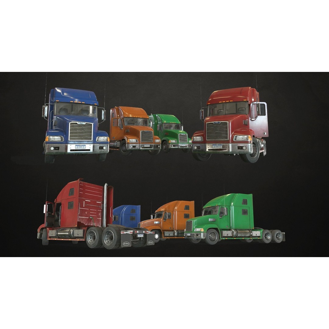 Semi Truck 3D Model – Low Poly Game Ready Collection, FBX - View 15