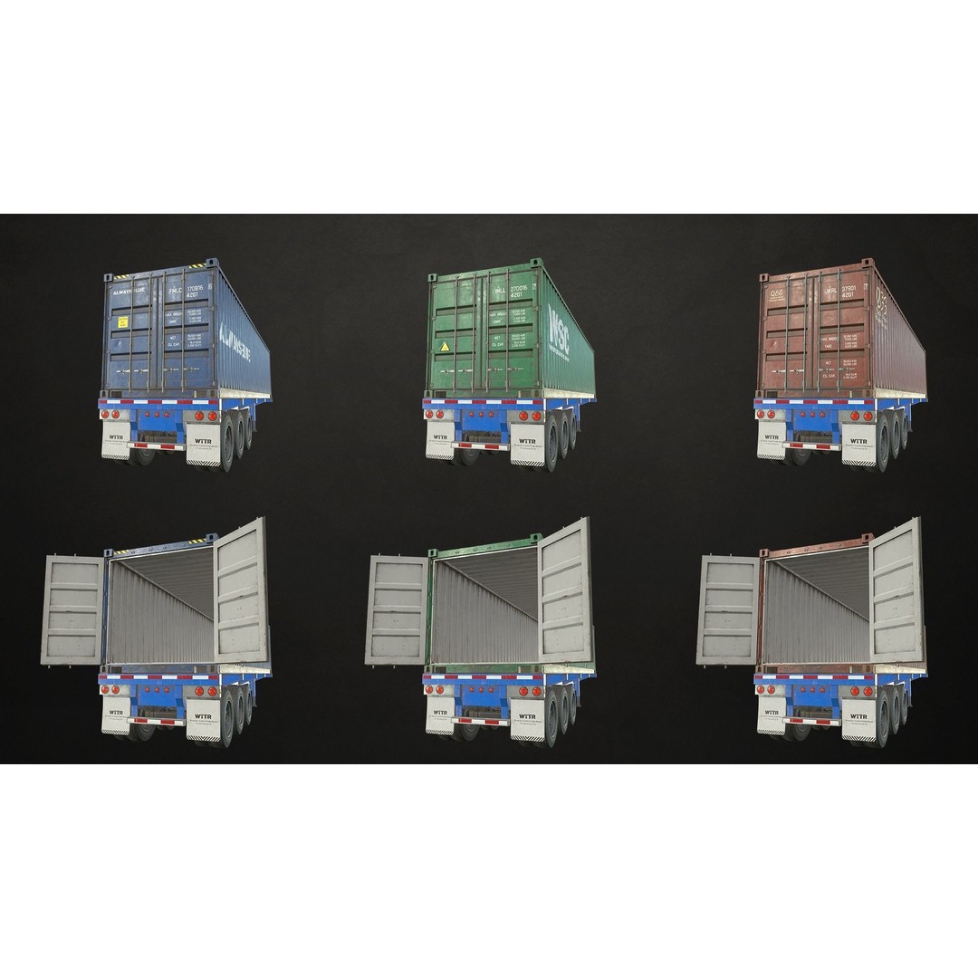 Semi Truck 3D Model – Low Poly Game Ready Collection, FBX - View 16