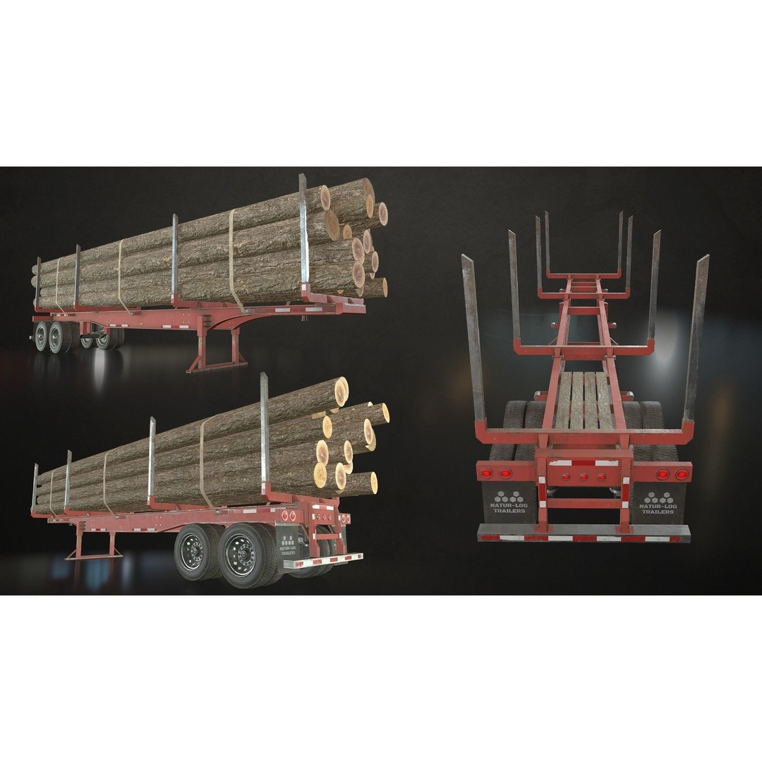 Semi Truck 3D Model – Low Poly Game Ready Collection, FBX - View 19