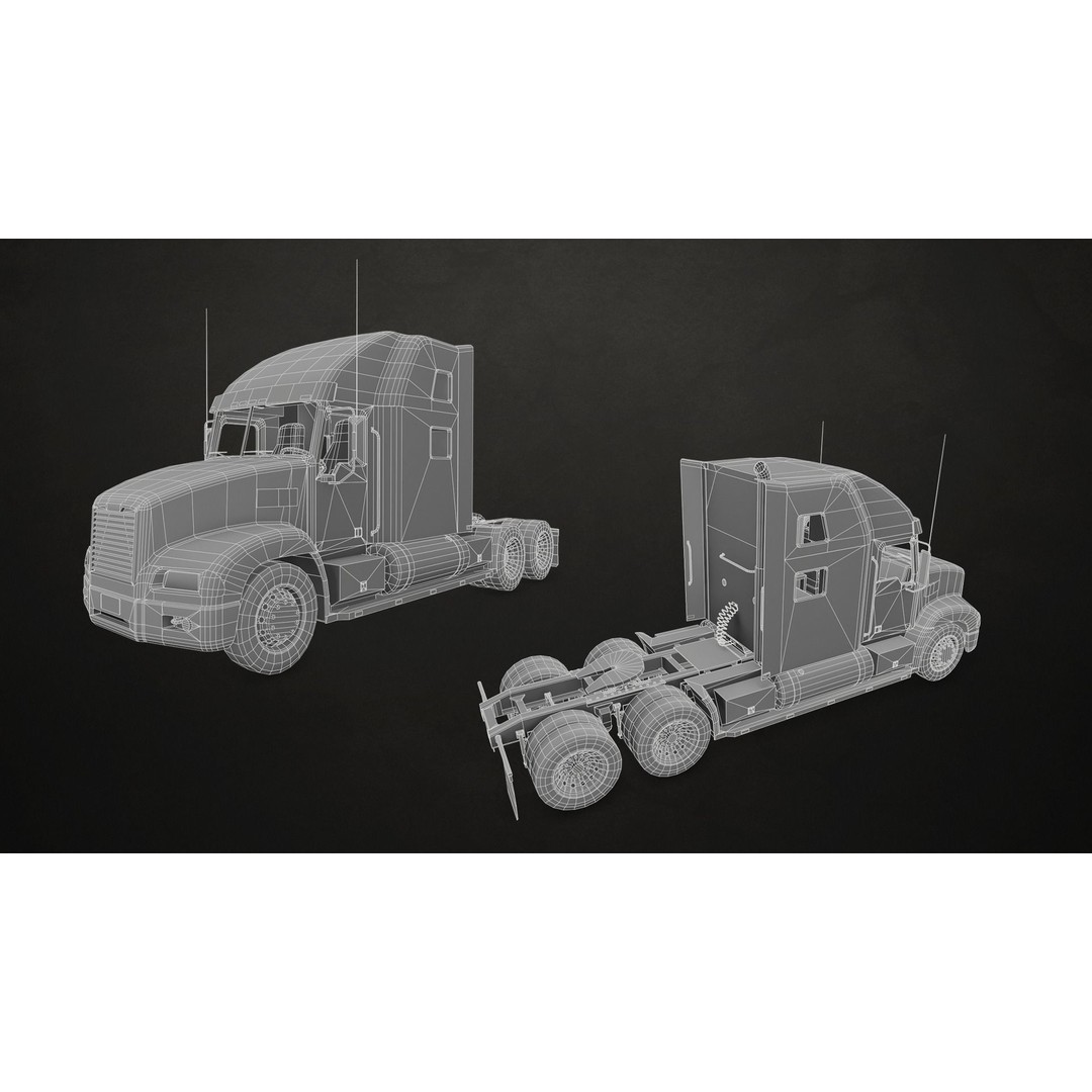 Semi Truck 3D Model – Low Poly Game Ready Collection, FBX - View 27