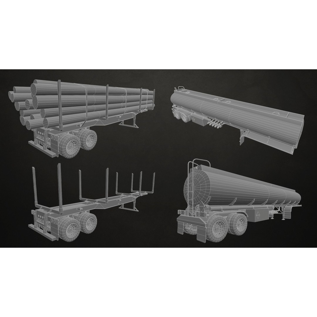 Semi Truck 3D Model – Low Poly Game Ready Collection, FBX - View 30