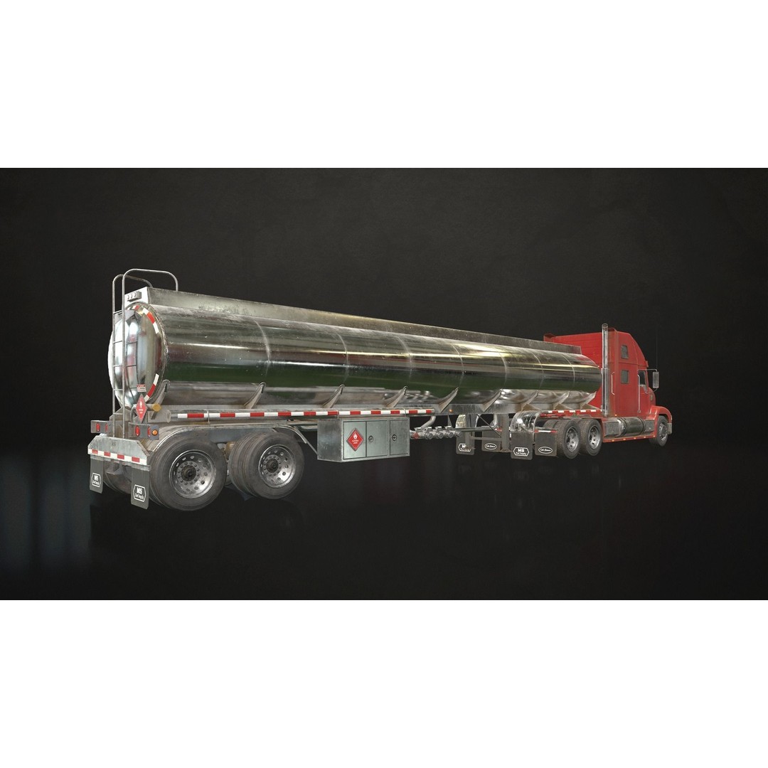 Semi Truck 3D Model – Low Poly Game Ready Collection, FBX - View 5