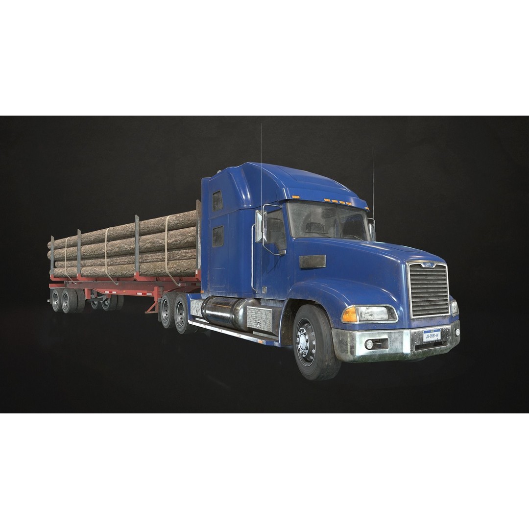 Semi Truck 3D Model – Low Poly Game Ready Collection, FBX - View 6