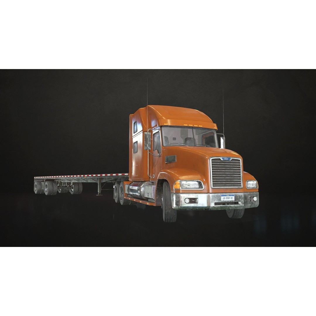 Semi Truck 3D Model – Low Poly Game Ready Collection, FBX - View 8
