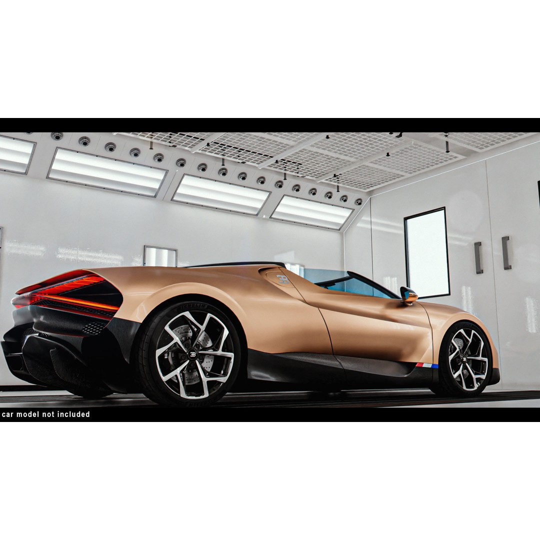 Car Lighting Studio 3D Model – Low Poly Paint Booth for Automotive Display - View 10