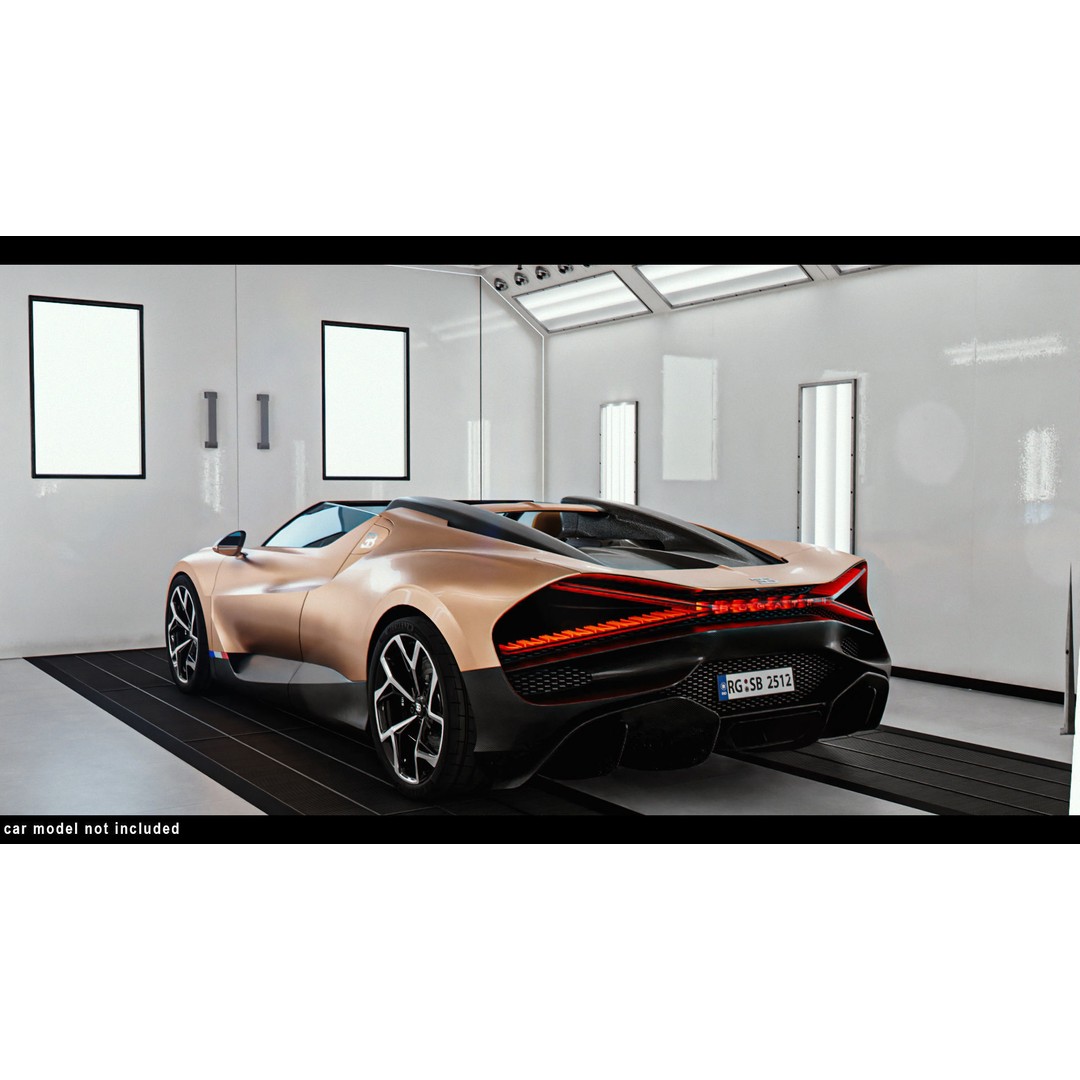 Car Lighting Studio 3D Model – Low Poly Paint Booth for Automotive Display - View 4