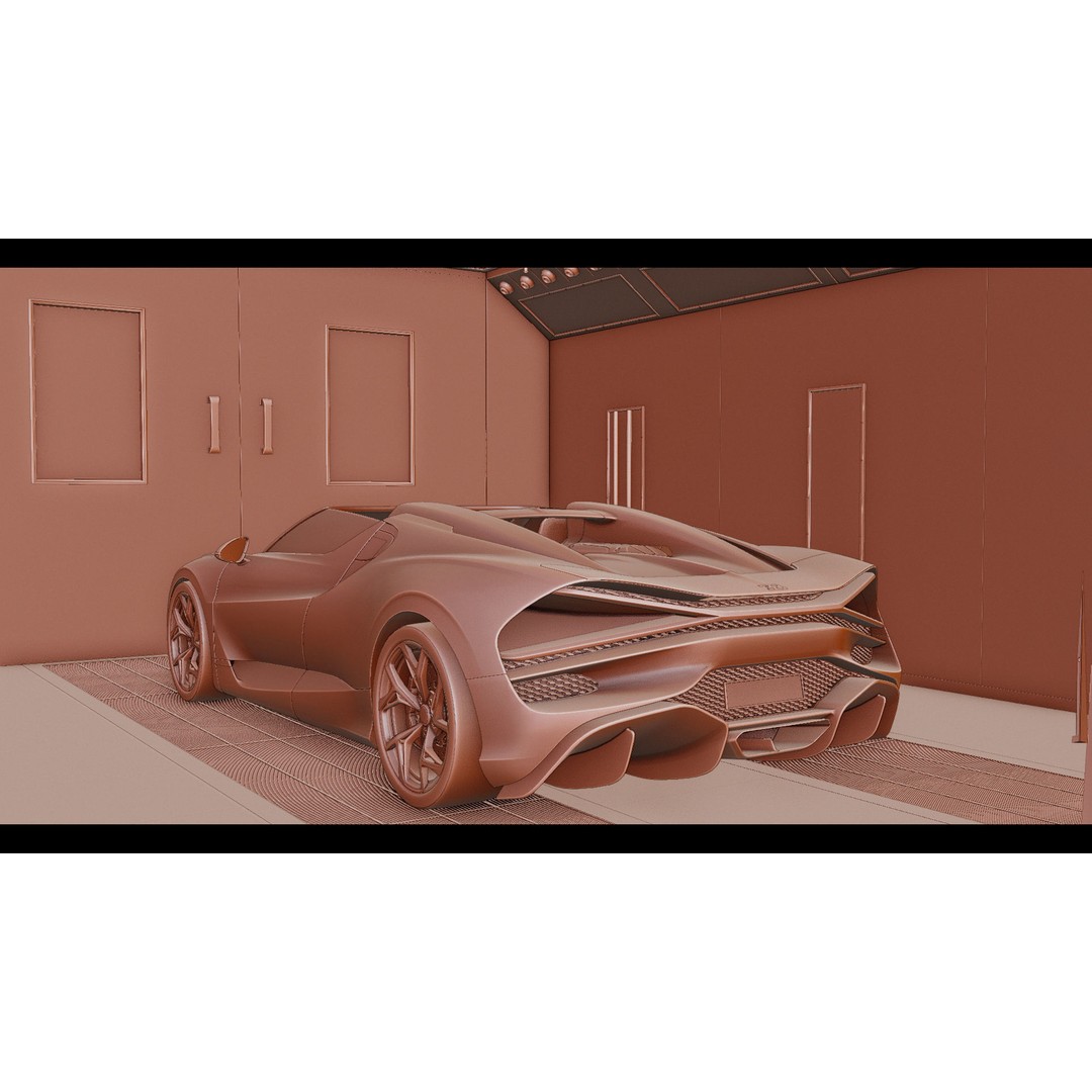 Car Lighting Studio 3D Model – Low Poly Paint Booth for Automotive Display - View 5