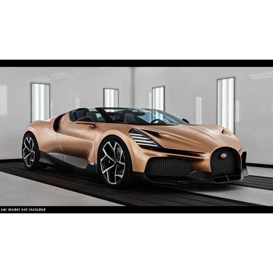 Car Lighting Studio 3D Model – Low Poly Paint Booth for Automotive Display - View 8