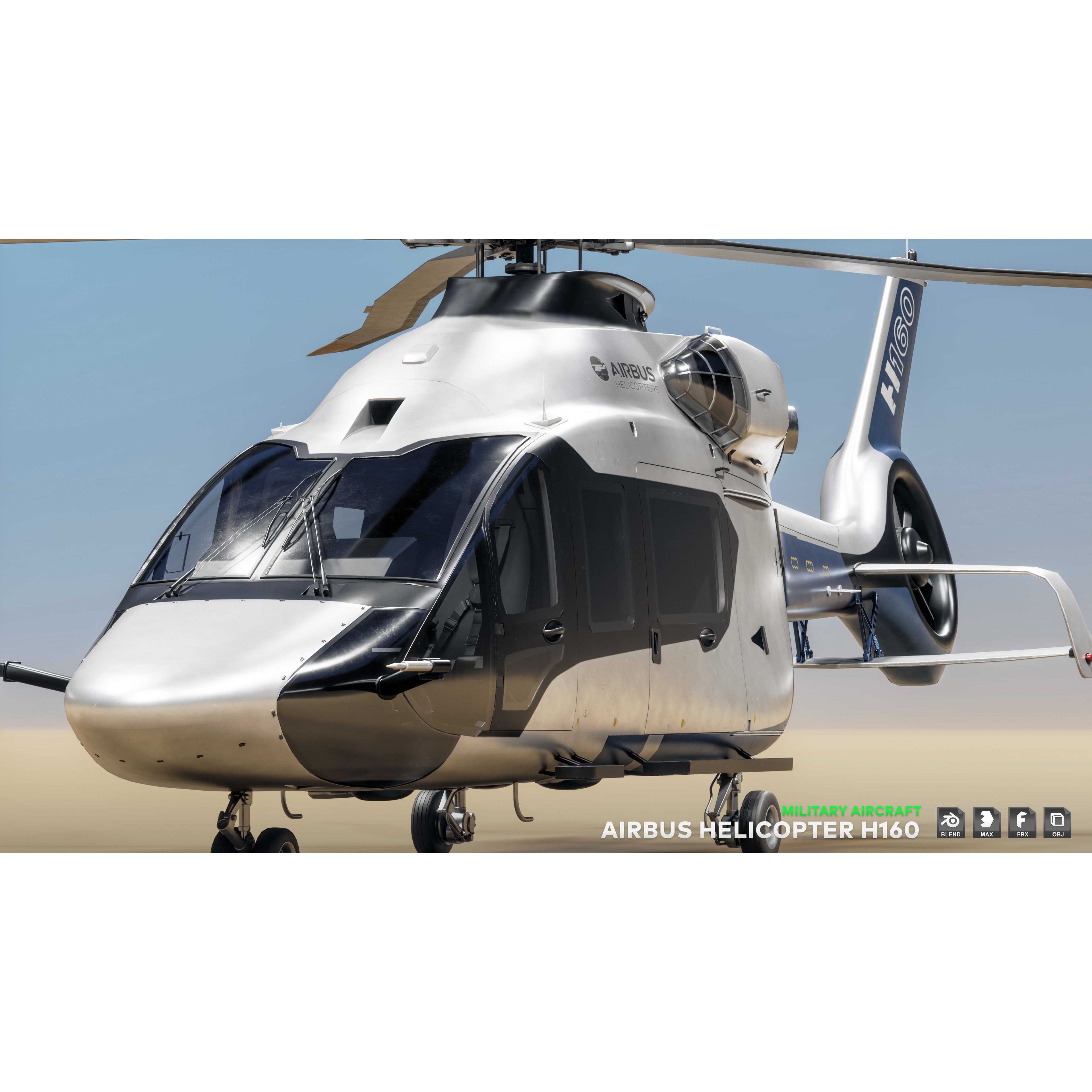 Airbus Helicopter H160 - Low-Poly Game-Ready 3D Model - View 10