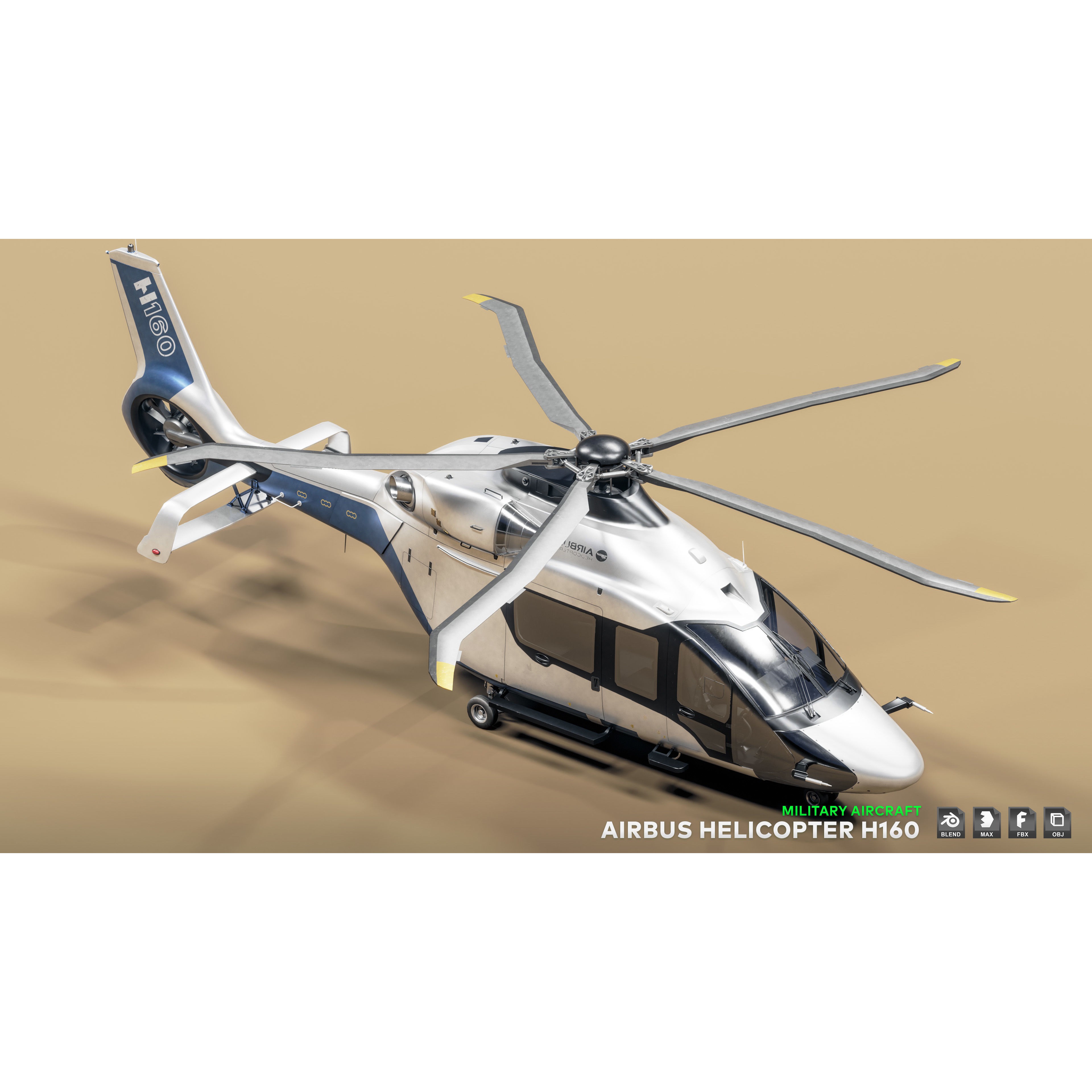 Airbus Helicopter H160 - Low-Poly Game-Ready 3D Model - View 13