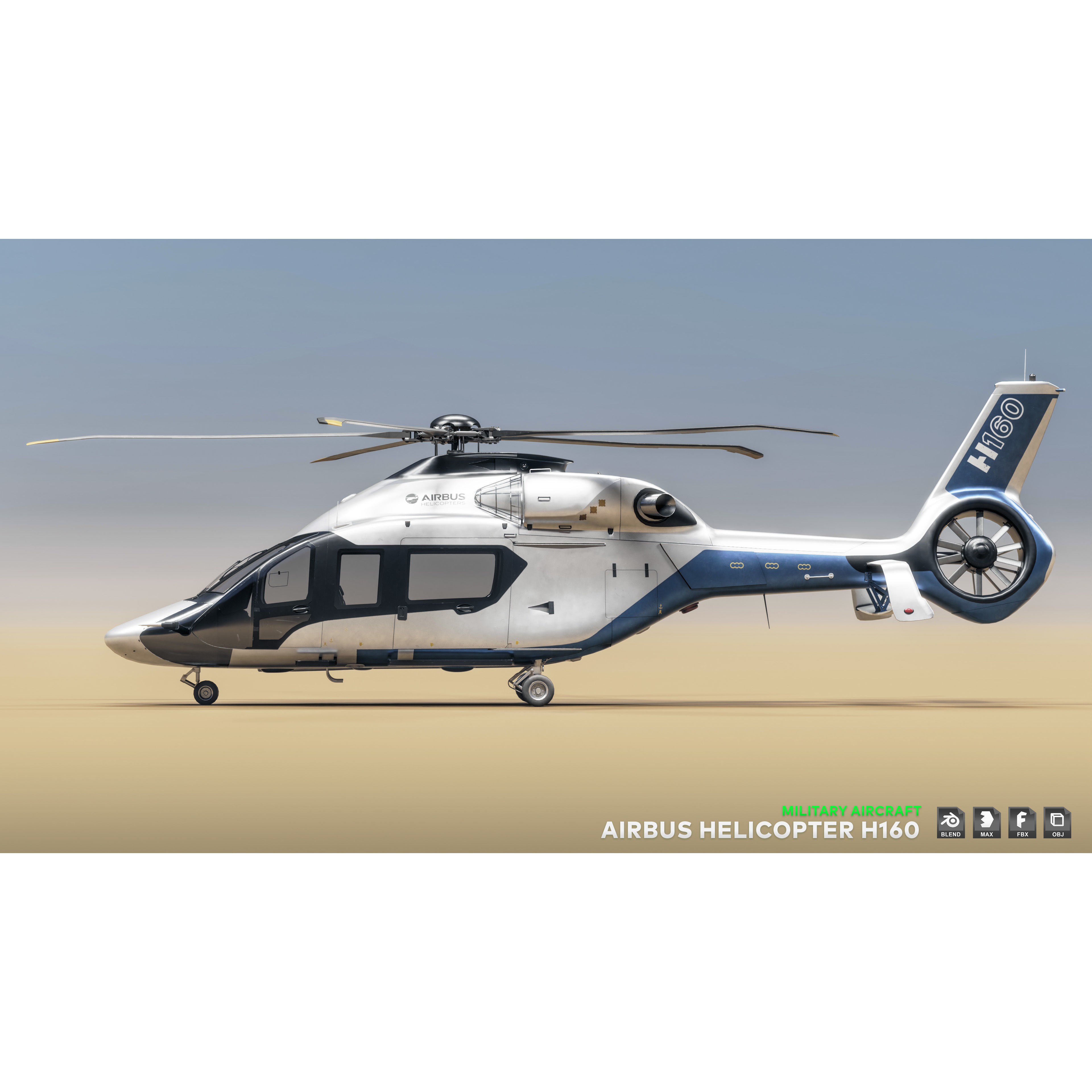Airbus Helicopter H160 - Low-Poly Game-Ready 3D Model - View 14