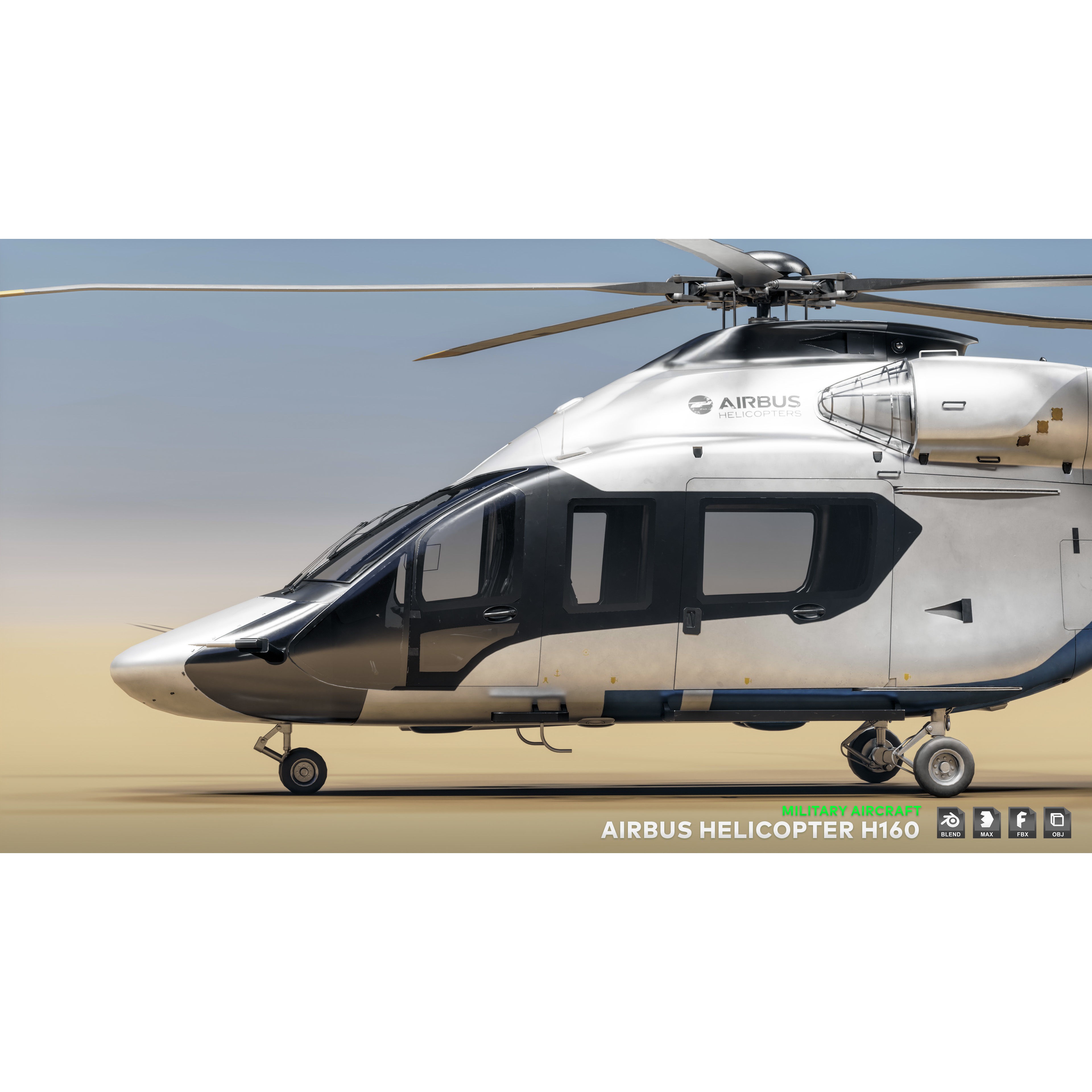 Airbus Helicopter H160 - Low-Poly Game-Ready 3D Model - View 15