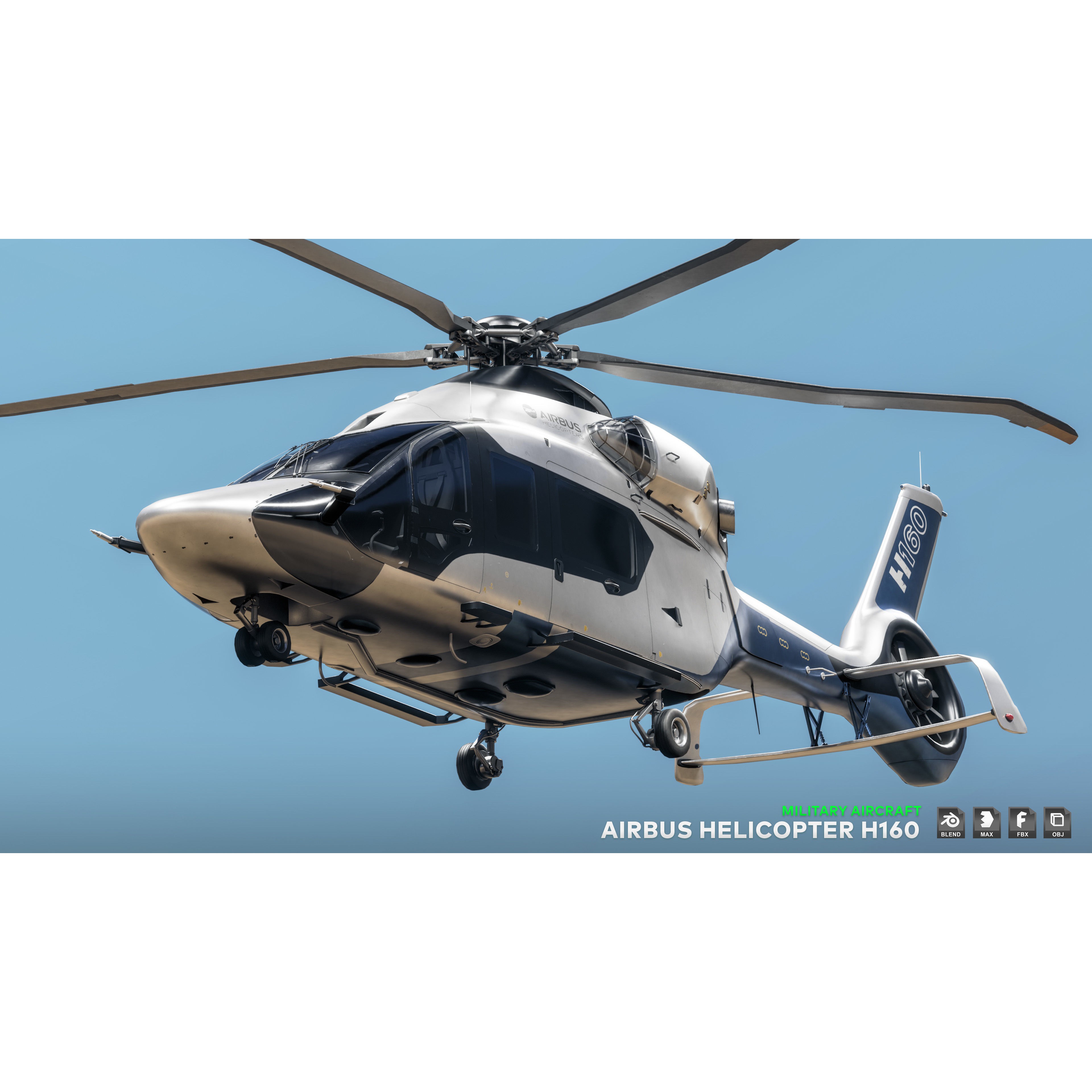 Airbus Helicopter H160 - Low-Poly Game-Ready 3D Model - View 16