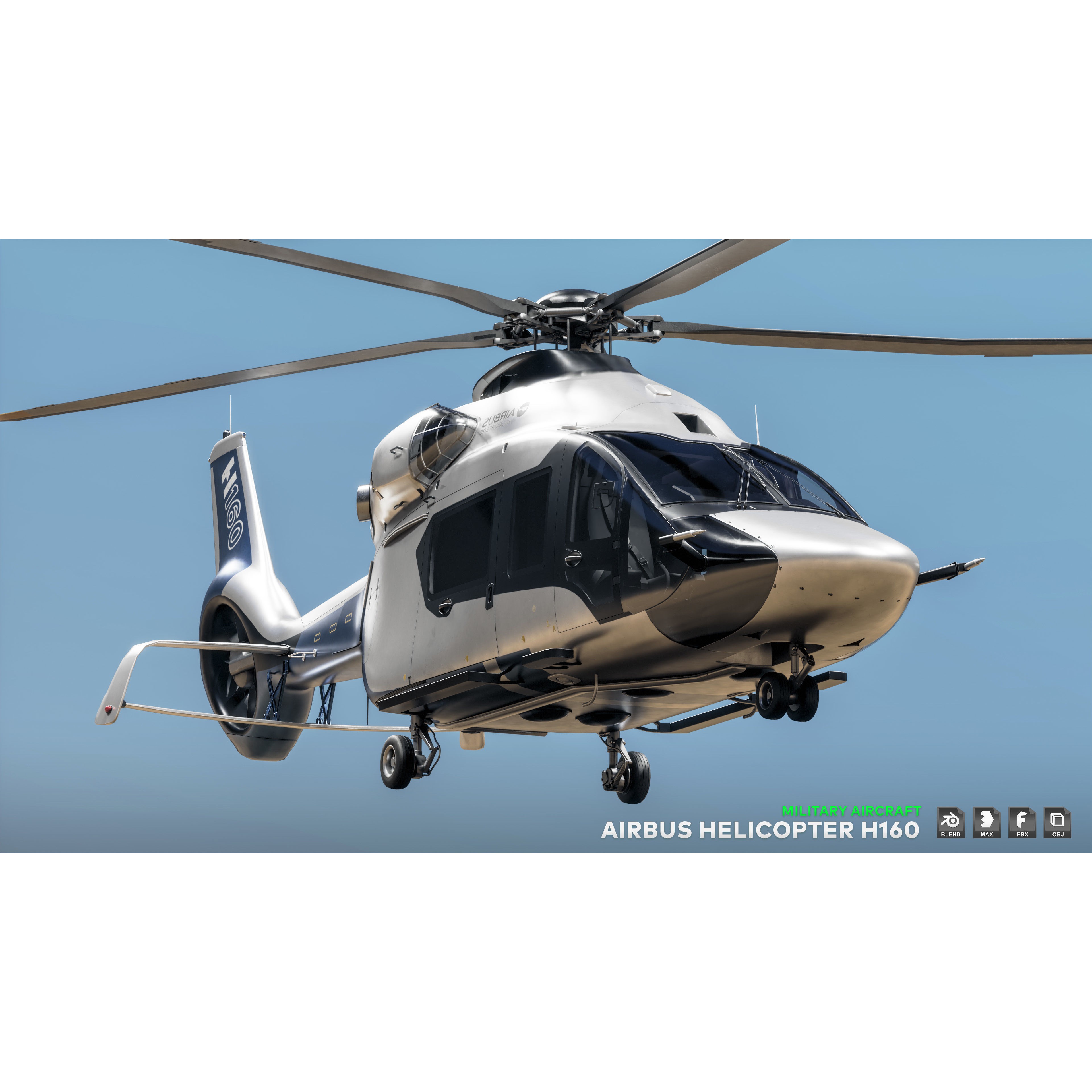 Airbus Helicopter H160 - Low-Poly Game-Ready 3D Model - View 17