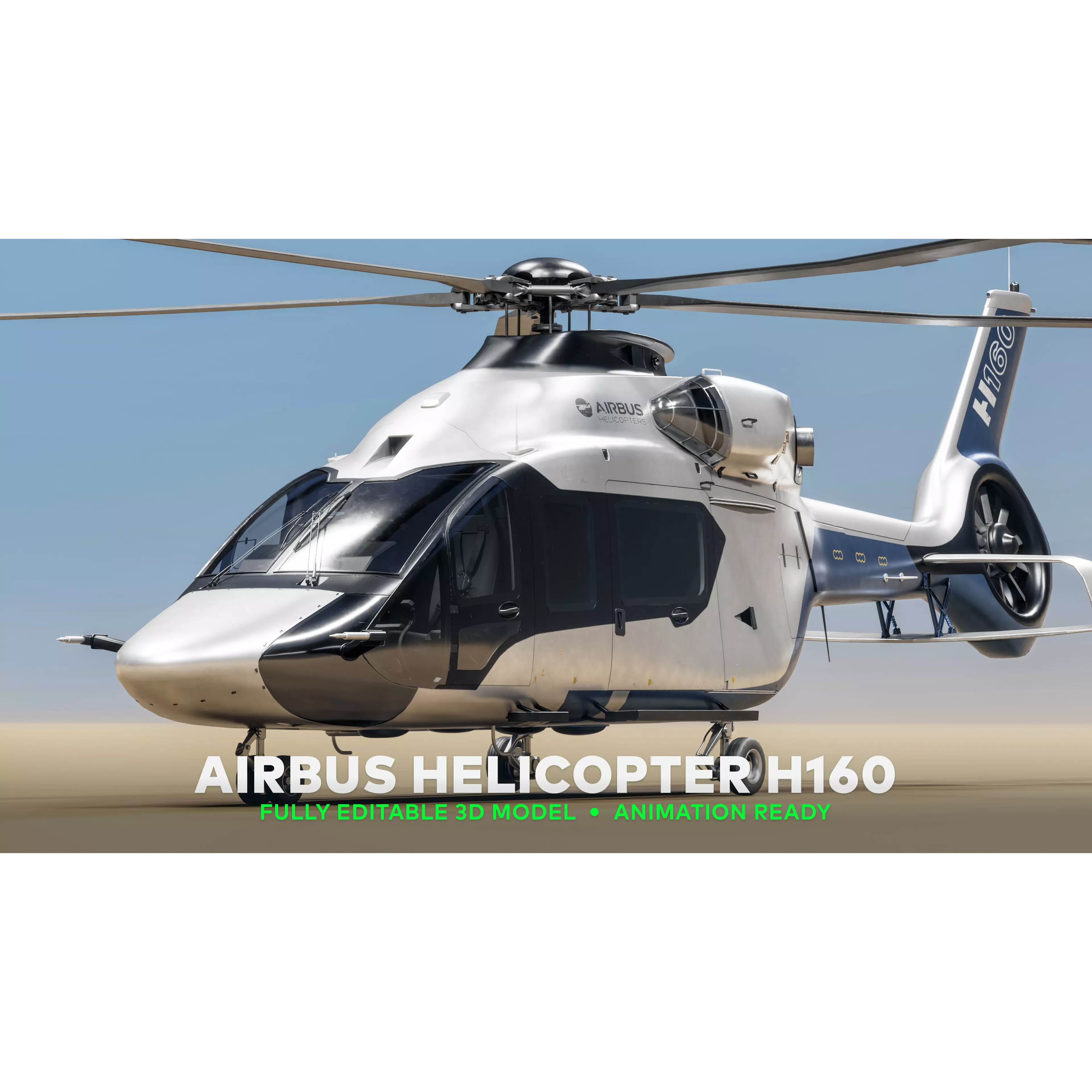Airbus Helicopter H160 - Low-Poly Game-Ready 3D Model - View 2