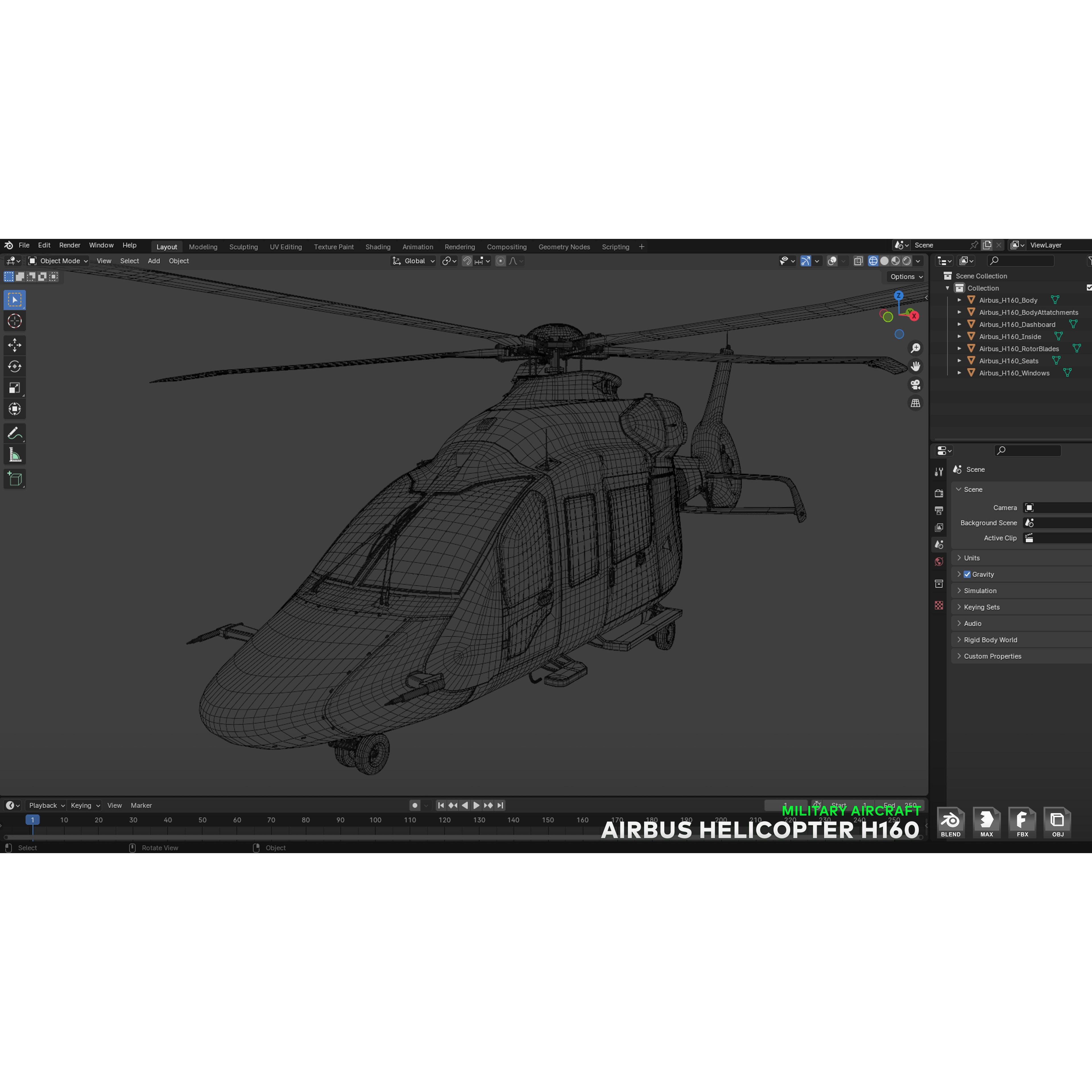 Airbus Helicopter H160 - Low-Poly Game-Ready 3D Model - View 24