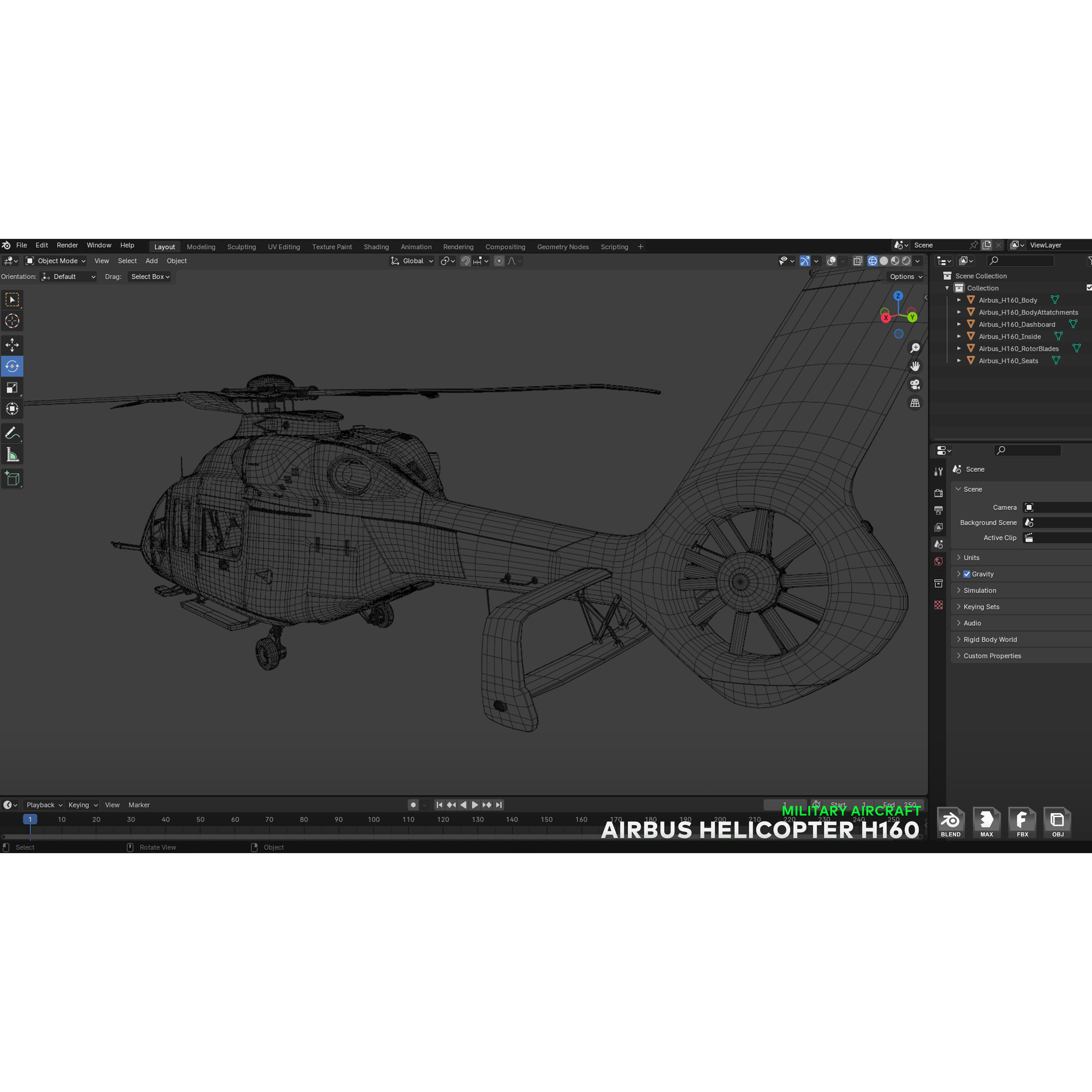 Airbus Helicopter H160 - Low-Poly Game-Ready 3D Model - View 25